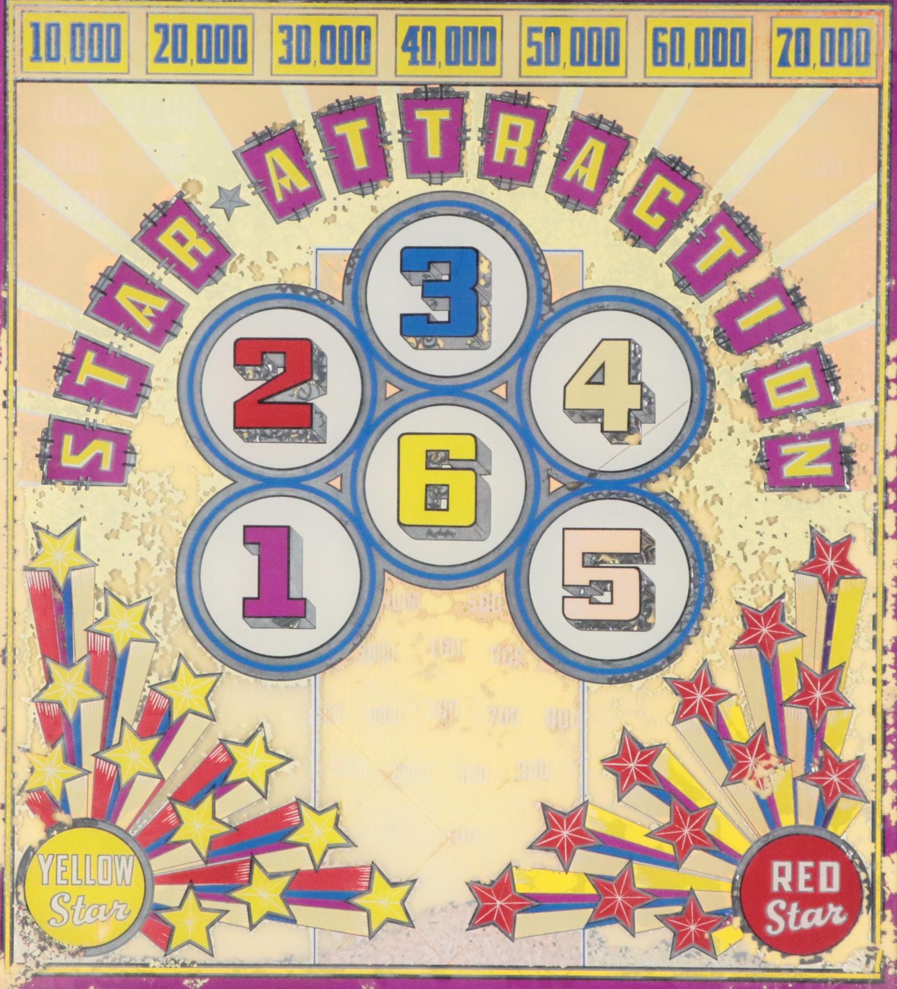 "Star Attraction" Pinball Back Glass, Circa 1941