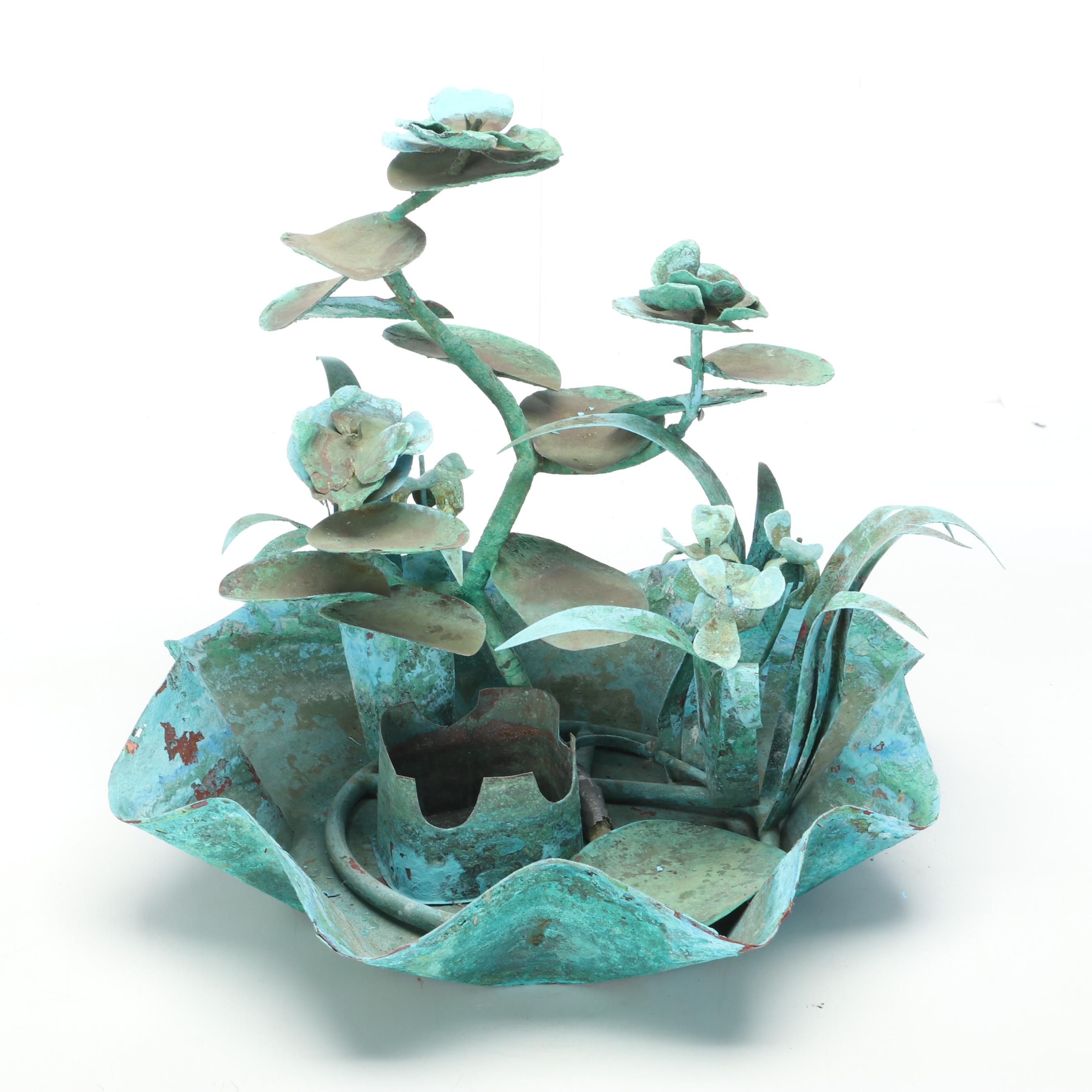 Verdigris Patinated Copper Frog Water Fountain
