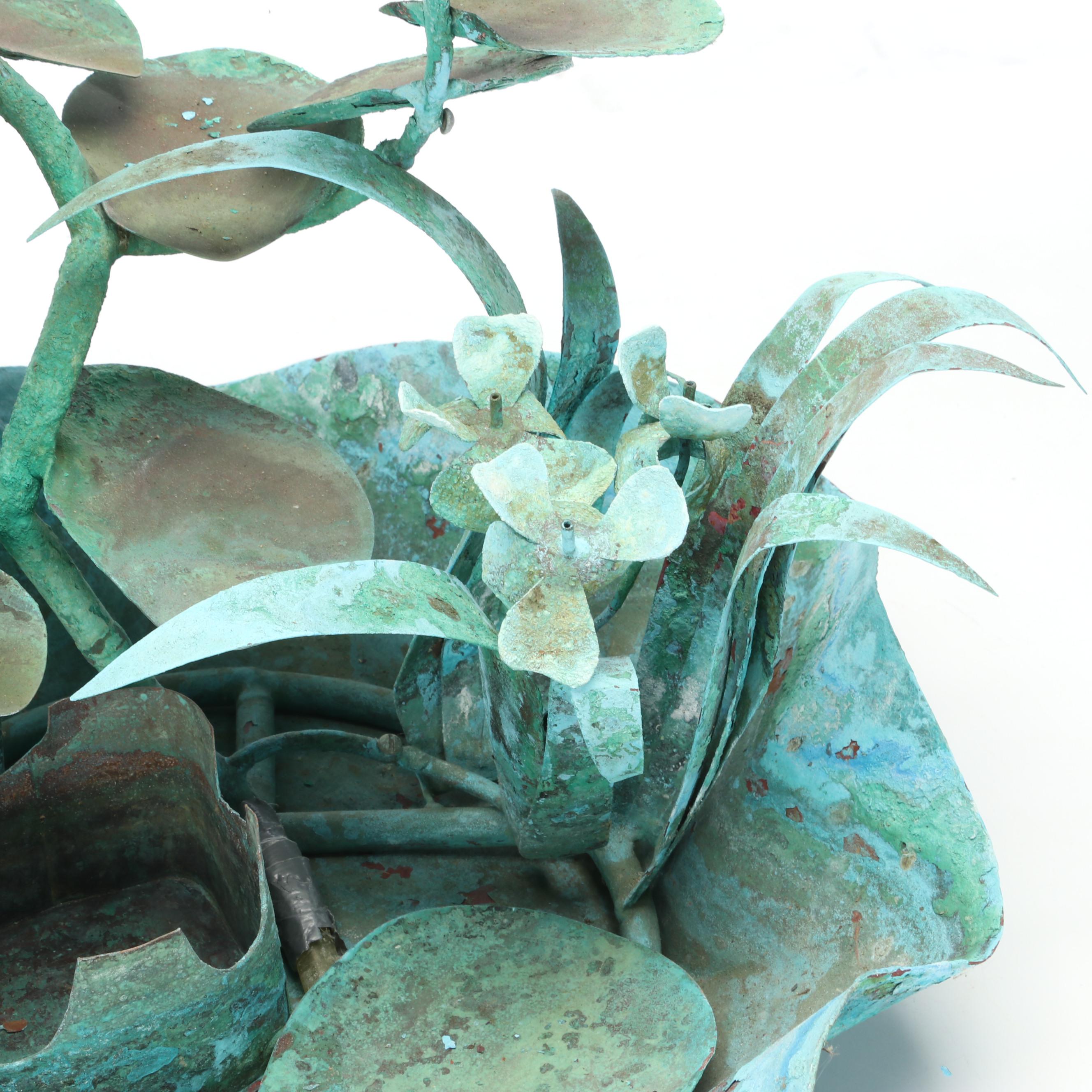 Verdigris Patinated Copper Frog Water Fountain