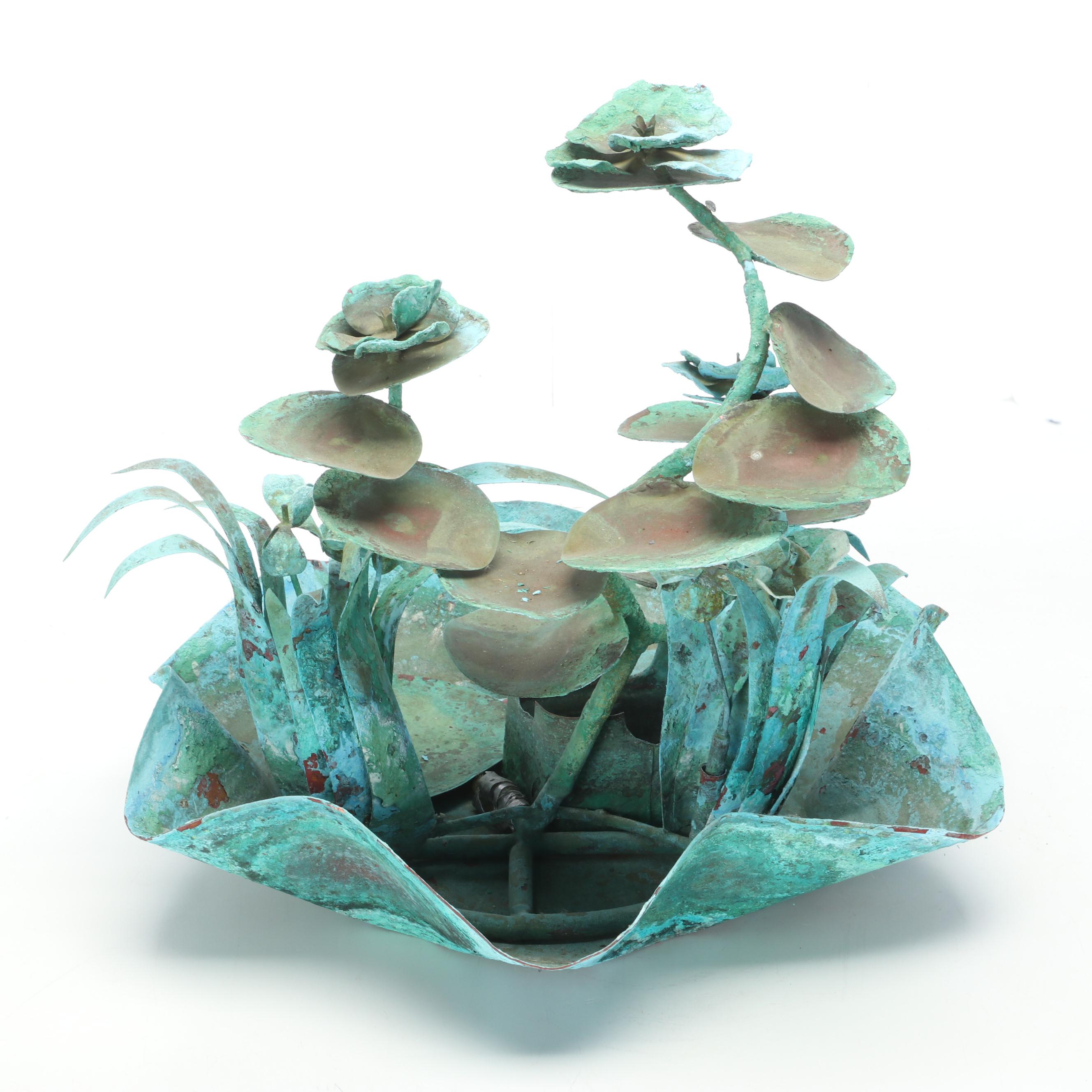 Verdigris Patinated Copper Frog Water Fountain