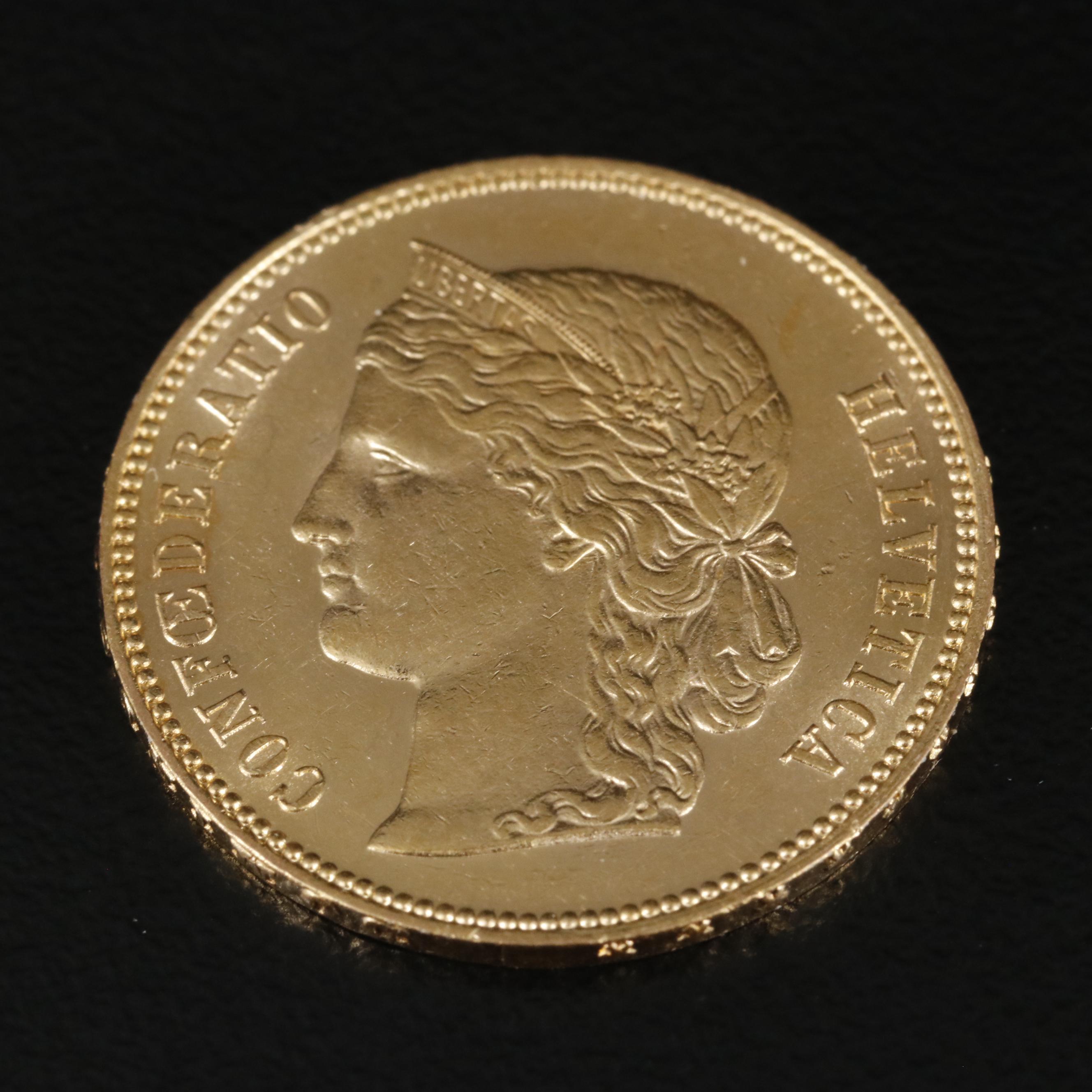 1896 B Switzerland Twenty Francs Gold Coin