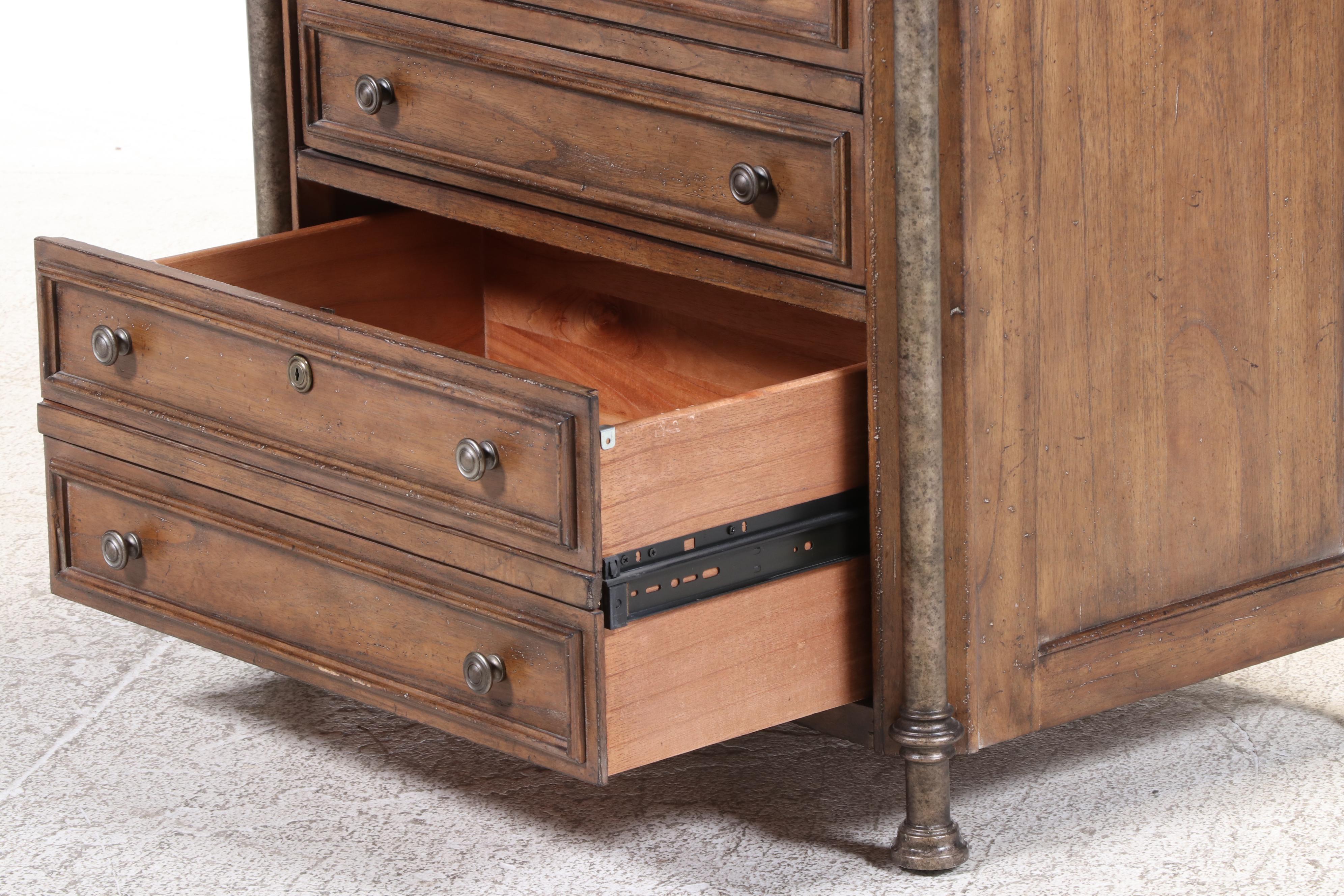 Stanley Neoclassical Style Gilt Metal-Mounted Hardwood File Cabinet