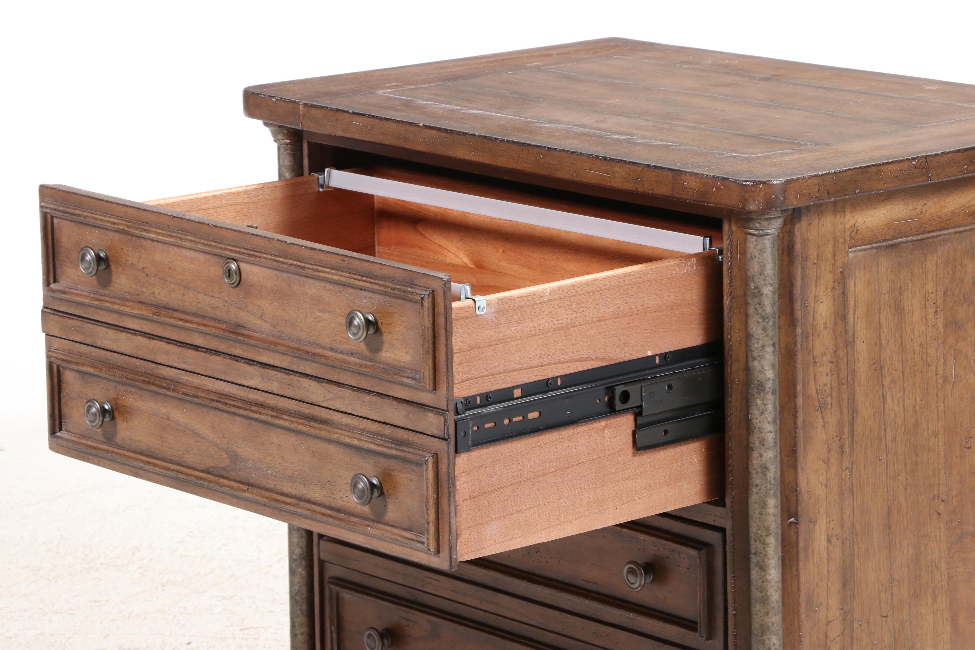 Stanley Neoclassical Style Gilt Metal-Mounted Hardwood File Cabinet