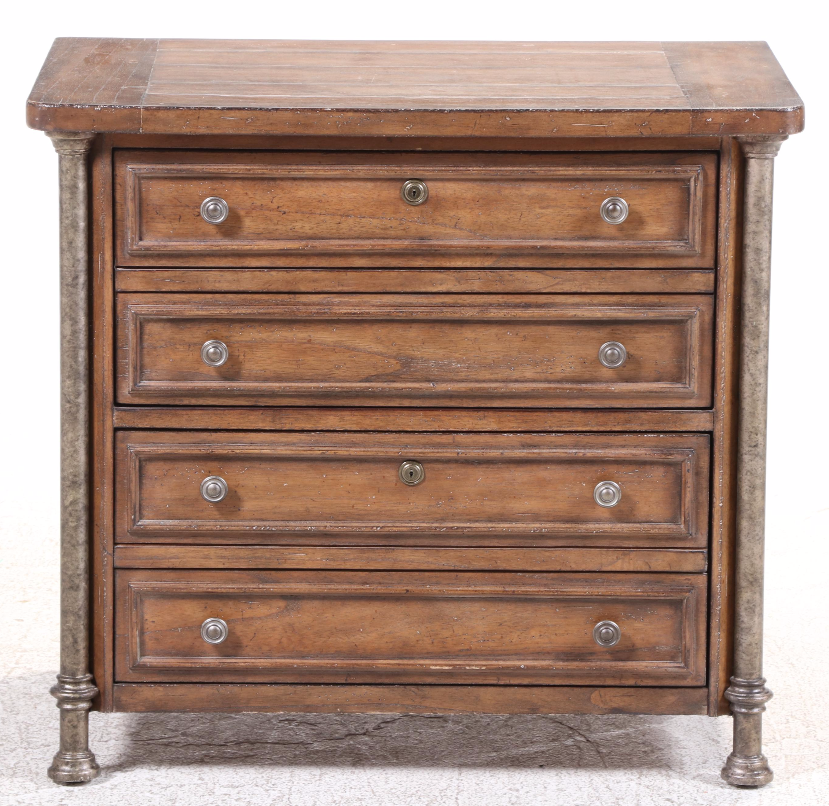 Stanley Neoclassical Style Gilt Metal-Mounted Hardwood File Cabinet