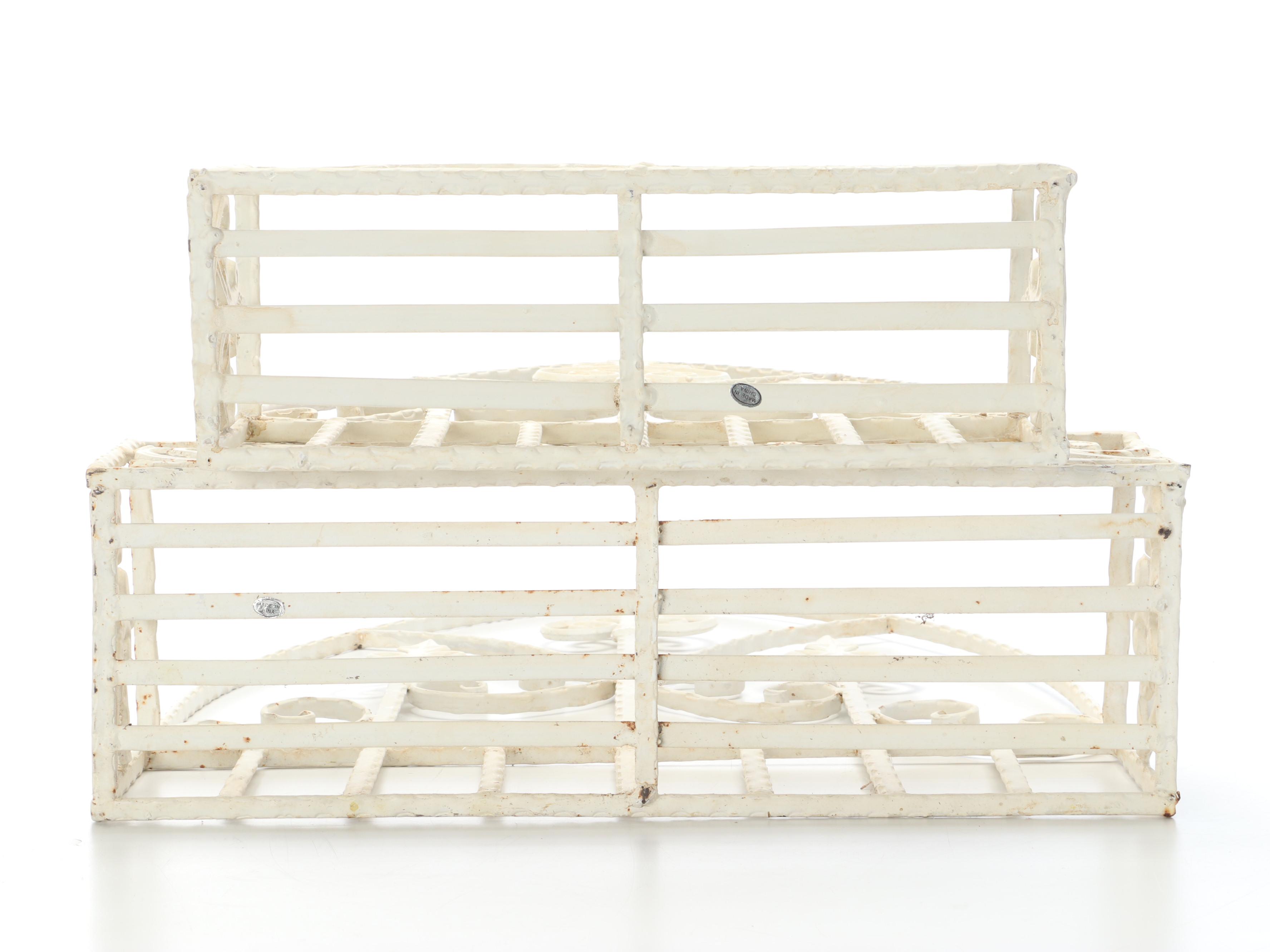 Victorian Style Painted Metal Wall Hanging Planters