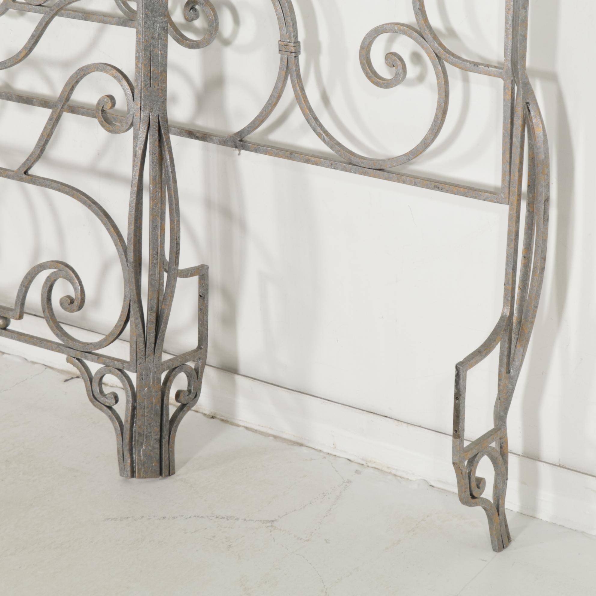 Scrolled Wrought Iron Queen Size Bed in Antiqued Finish