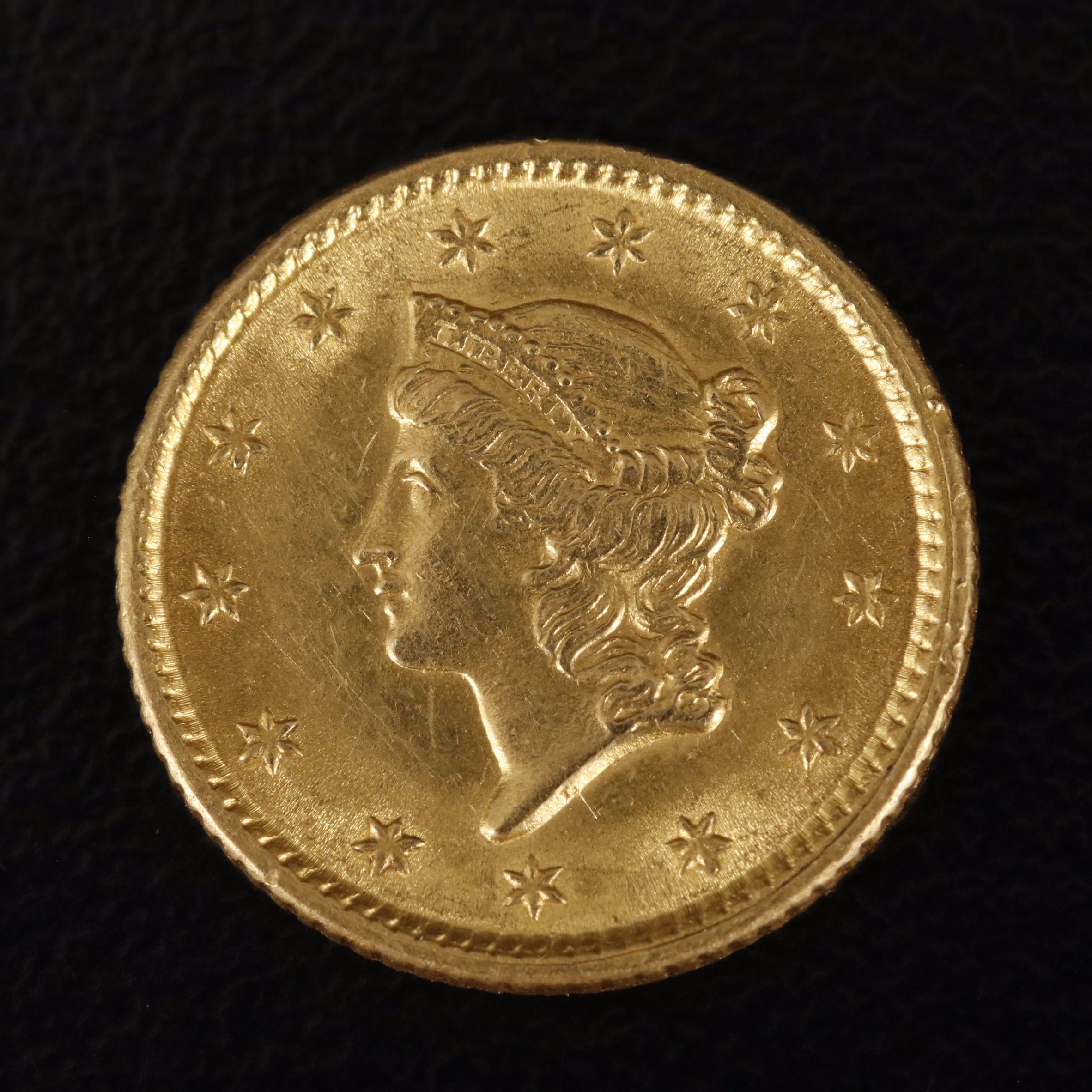 1853 Liberty Head $1 Gold Coin