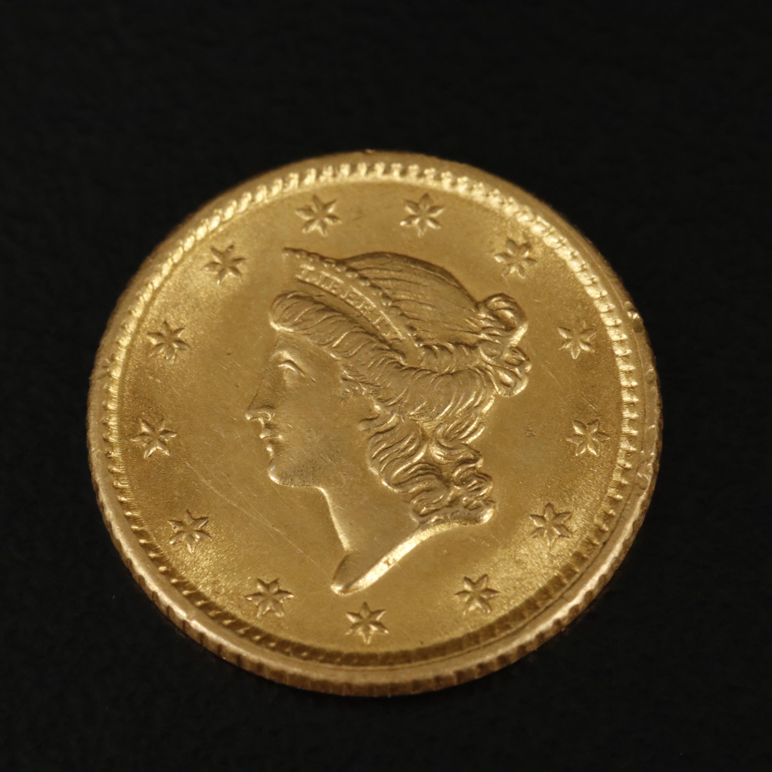 1853 Liberty Head $1 Gold Coin