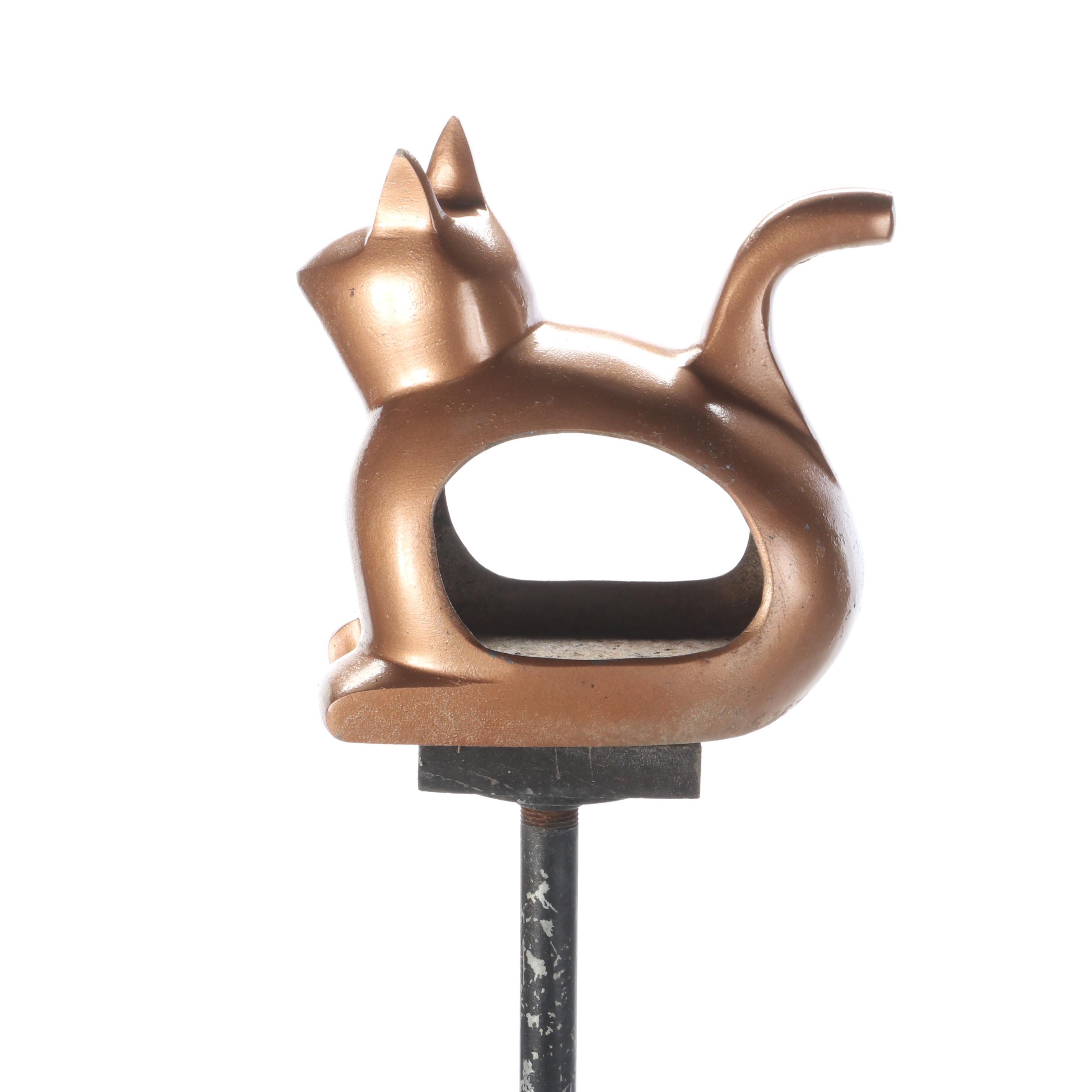 Plow & Hearth Bronzed Finish Cat Shaped Bird Feeder With Stand