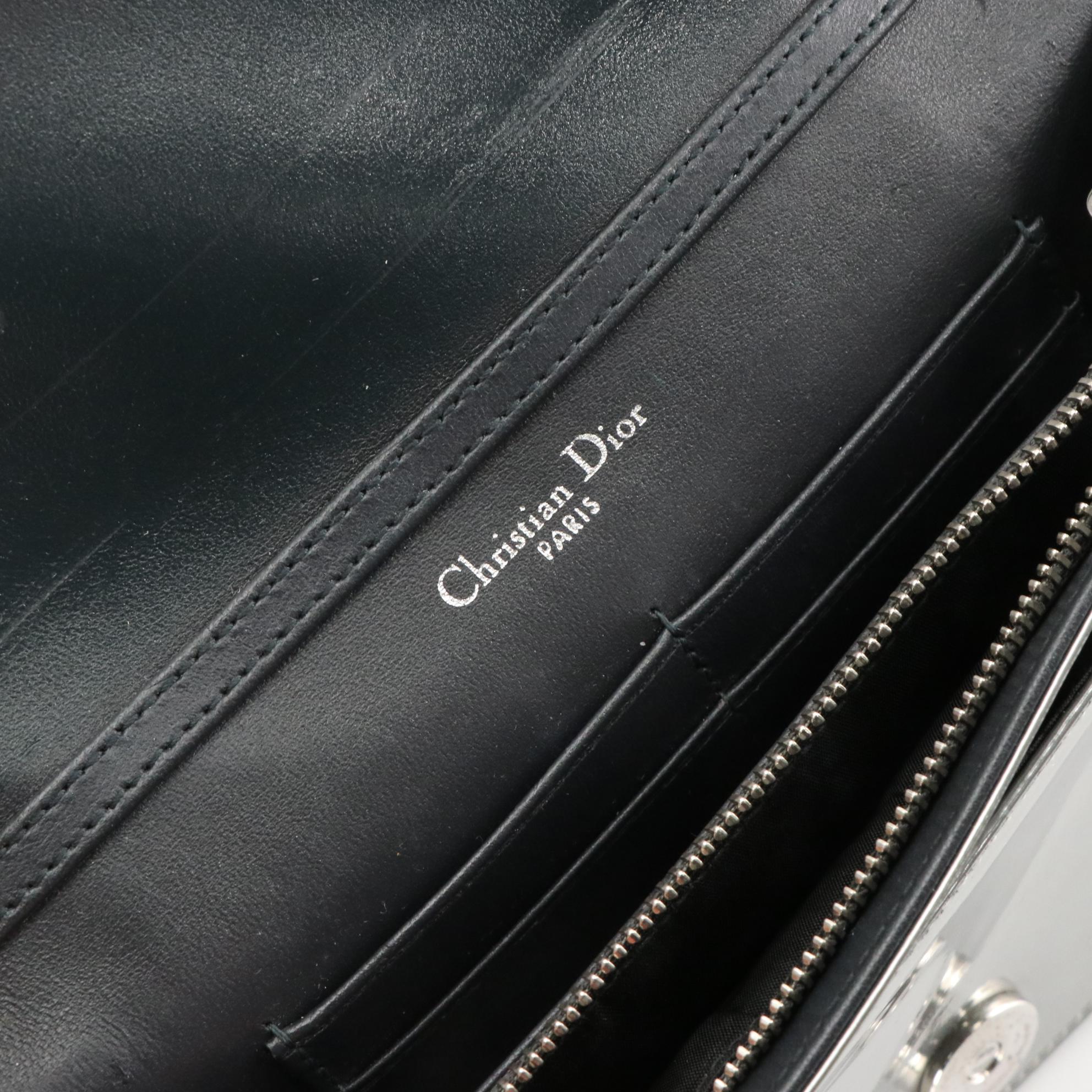 Dior Diorama Wallet on Chain in Microcannage in Patent Leather