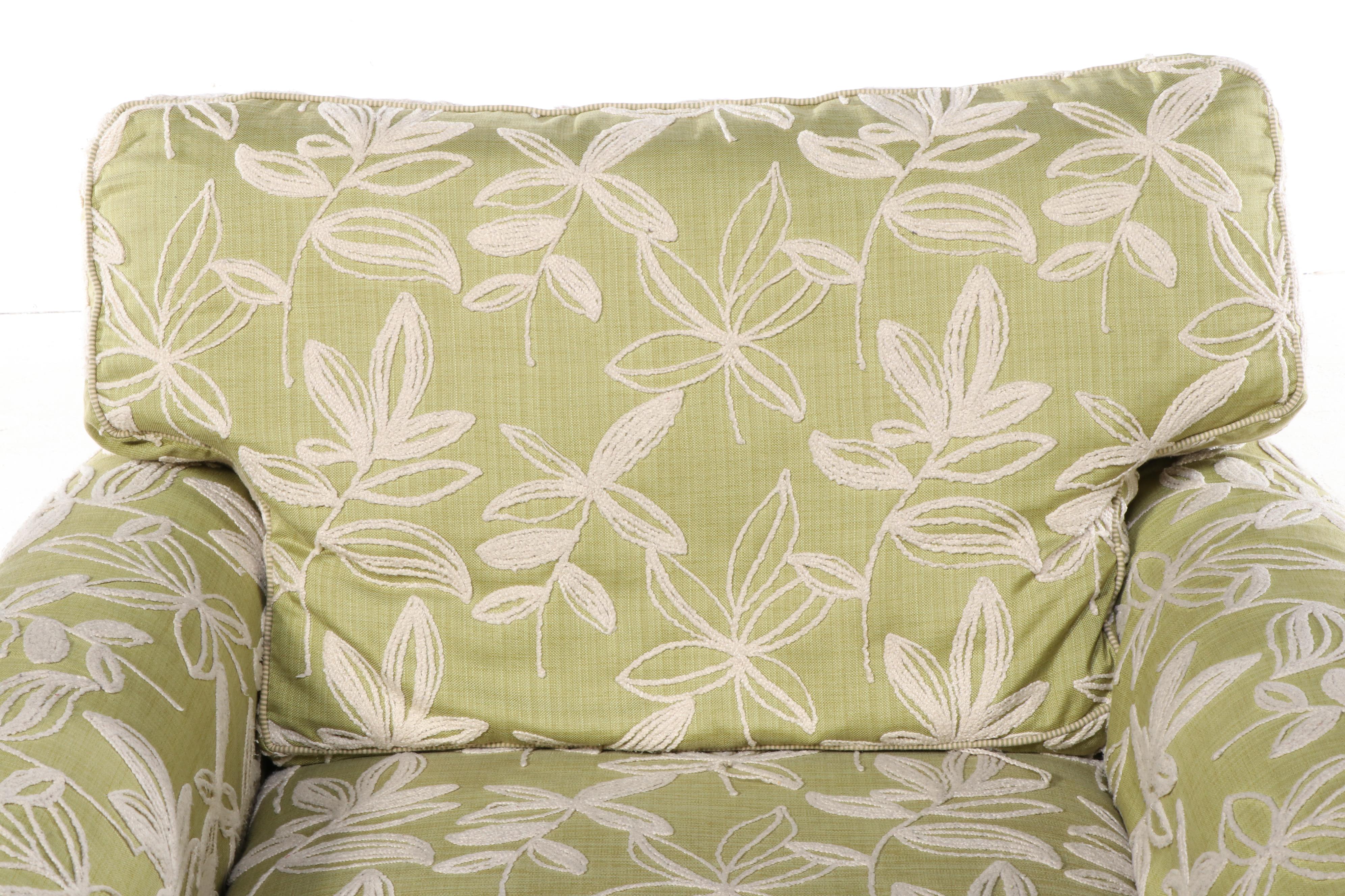 Arhaus CustomSlipcovered Swivel ChairandaHalf with Ottoman EBTH