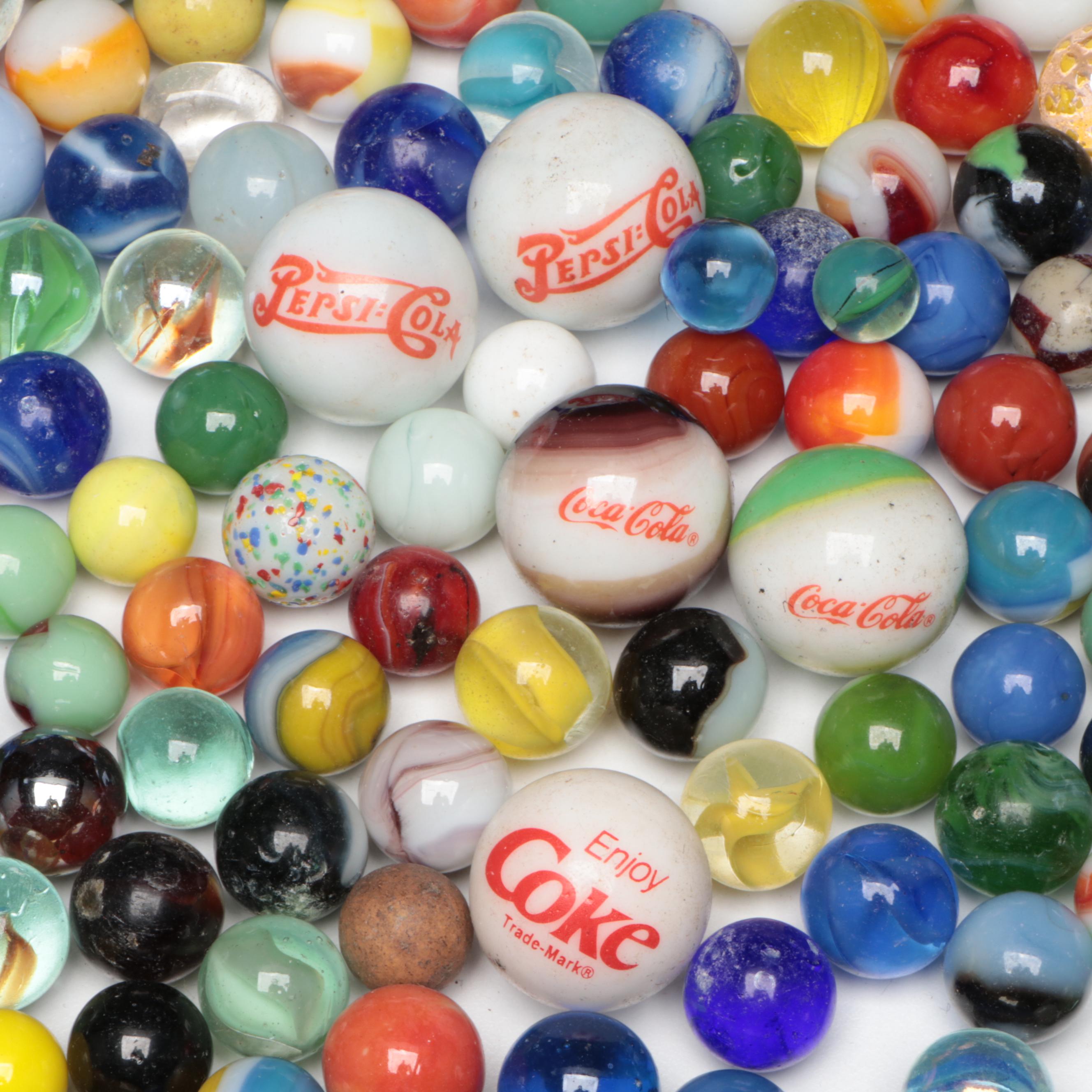 Coca-Cola, Pepsi, Gasoline Alley with Uranium and Other Glass Marbles