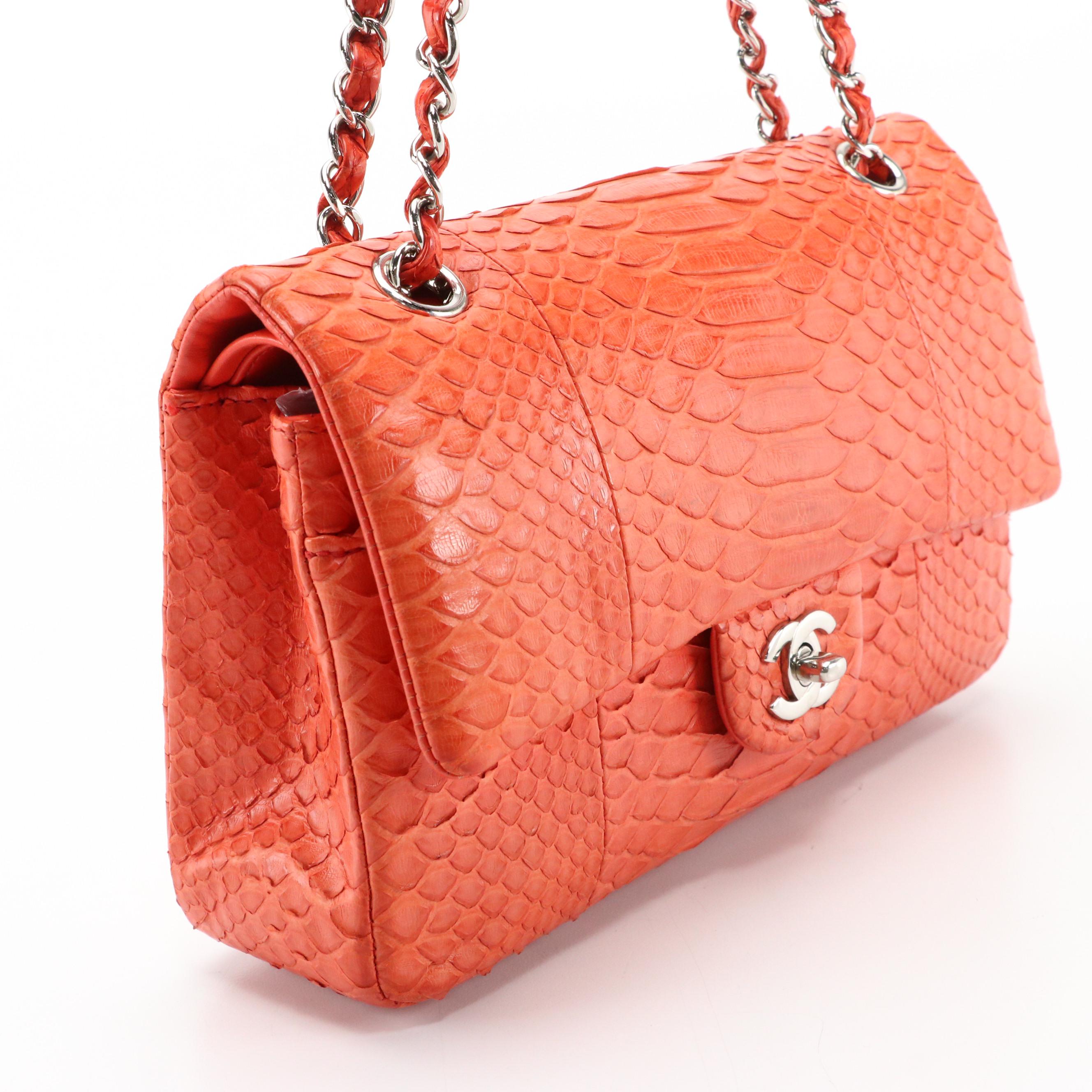 Chanel CC Classic Double Flap Medium Python Bag