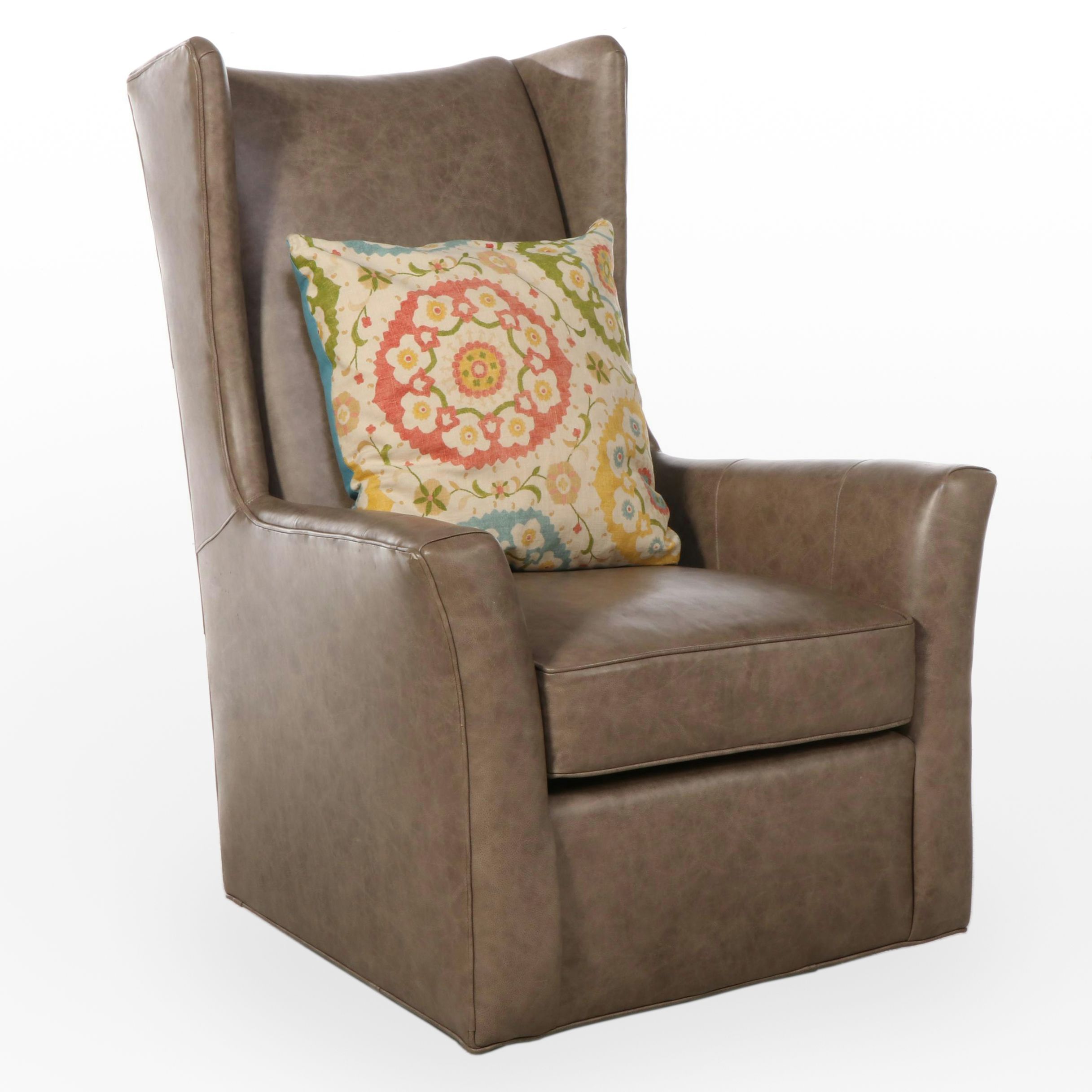 Arhaus Furniture Leather Swivel Wingback Armchair