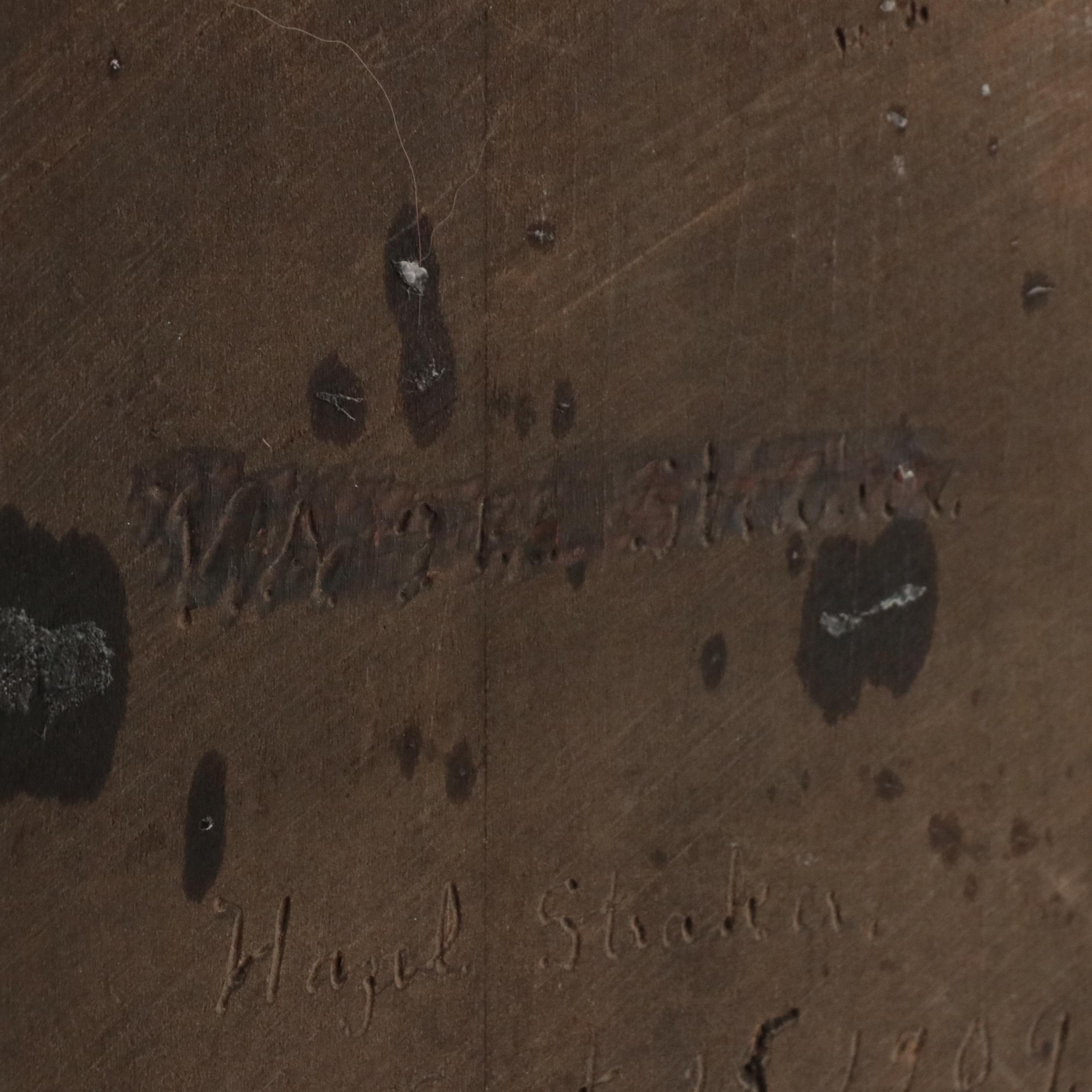 Tavern Motif Pyrography Wood Wall Plaque "Huntsman's Story", Early 20th Century