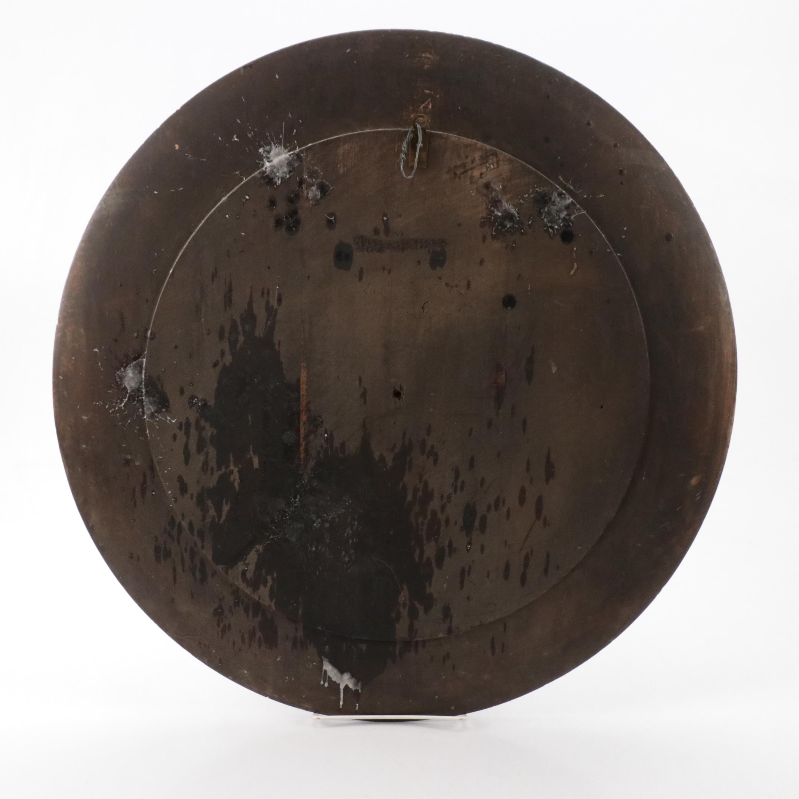 Tavern Motif Pyrography Wood Wall Plaque "Huntsman's Story", Early 20th Century