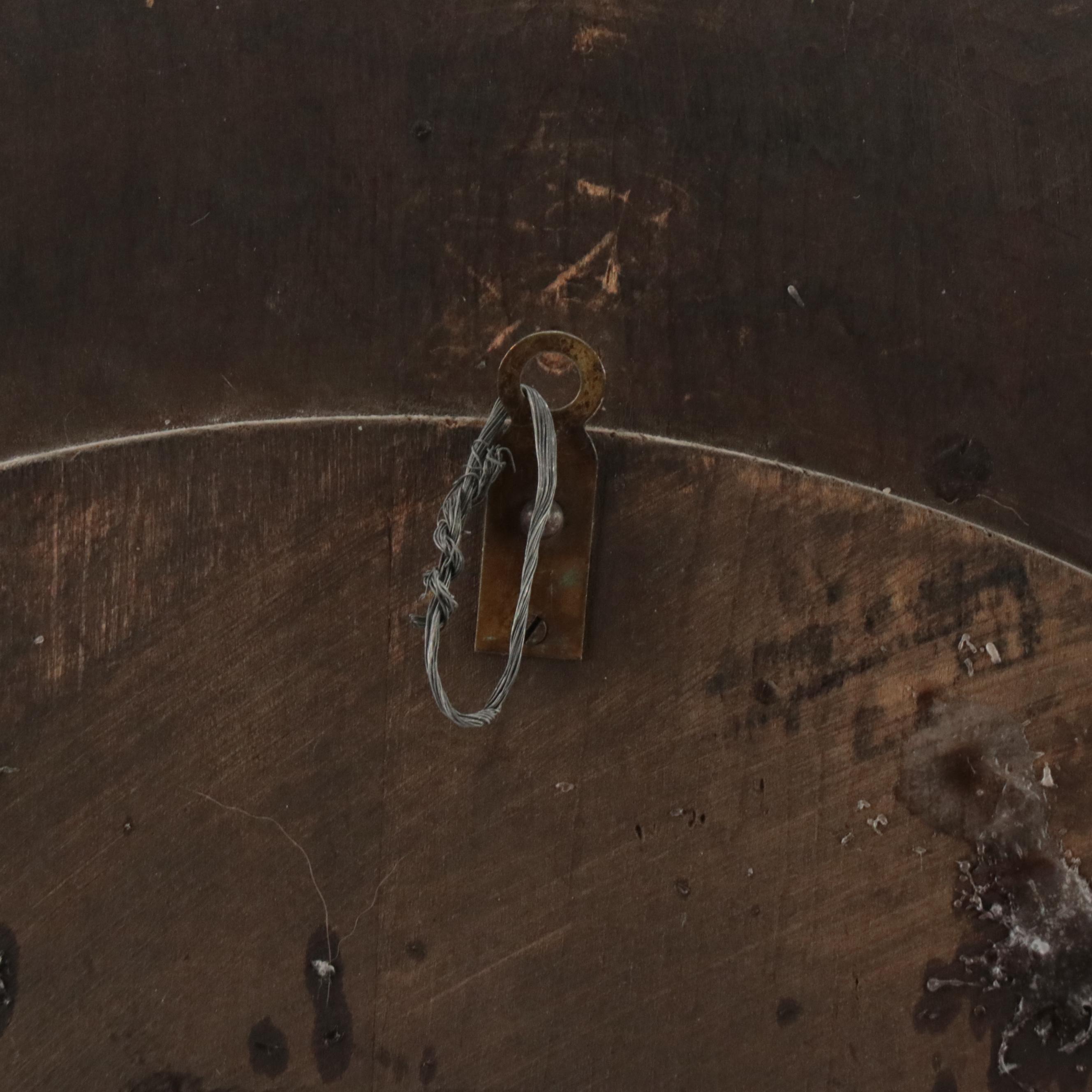 Tavern Motif Pyrography Wood Wall Plaque "Huntsman's Story", Early 20th Century