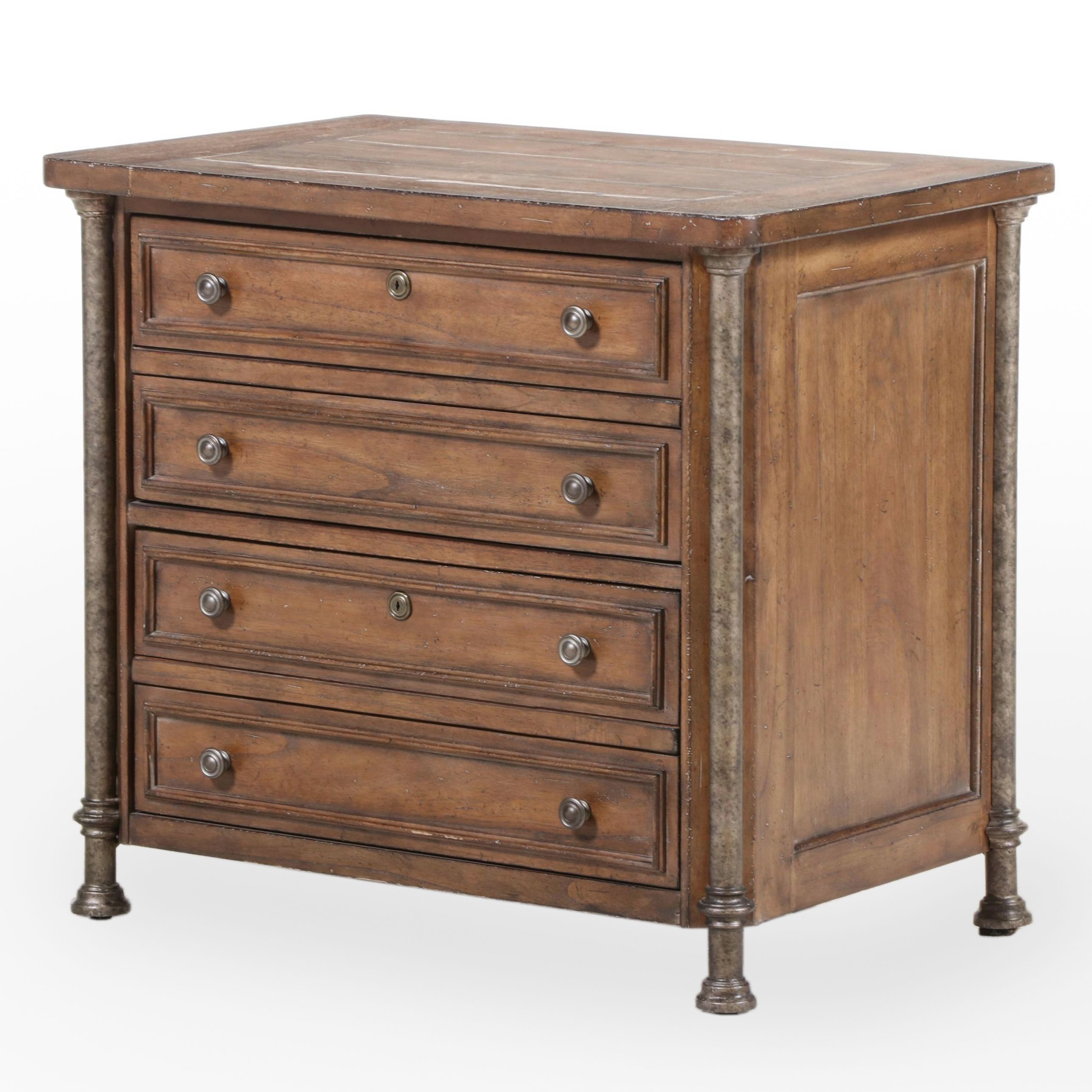 Stanley Neoclassical Style Gilt Metal-Mounted Hardwood File Cabinet