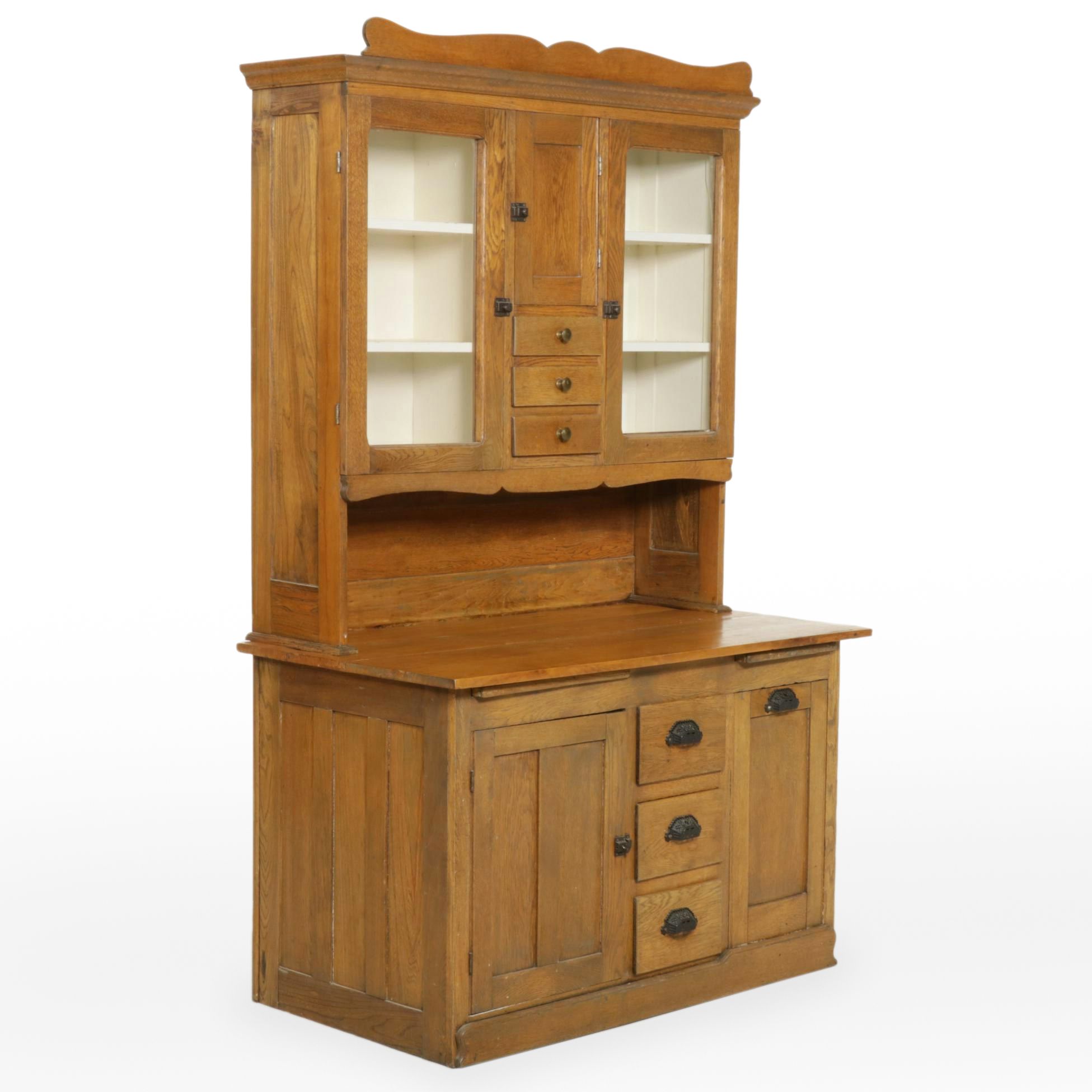 Sturkin-Nelson Oak, Walnut and Maple Hoosier-Style Cabinet, Early 20th Century