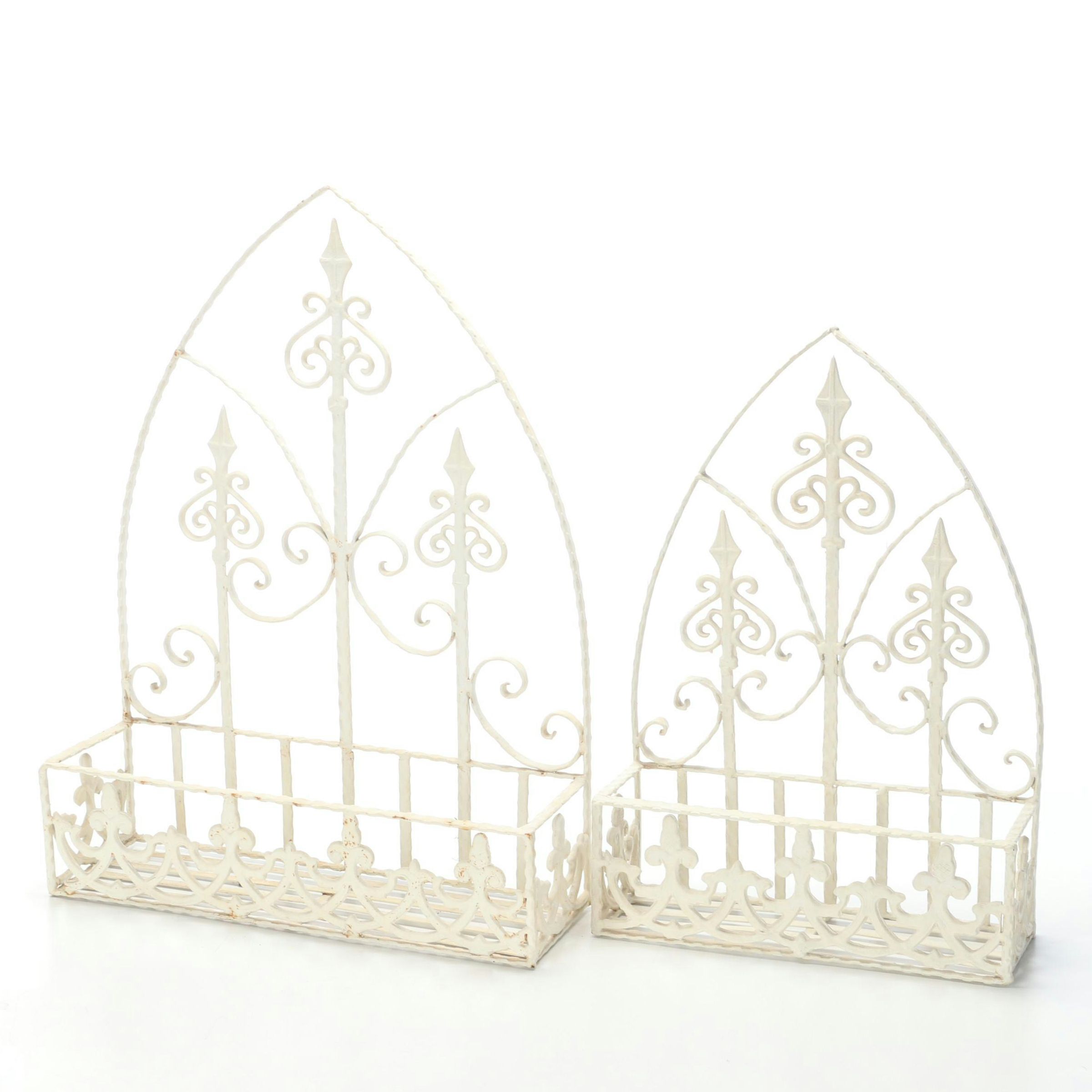 Victorian Style Painted Metal Wall Hanging Planters