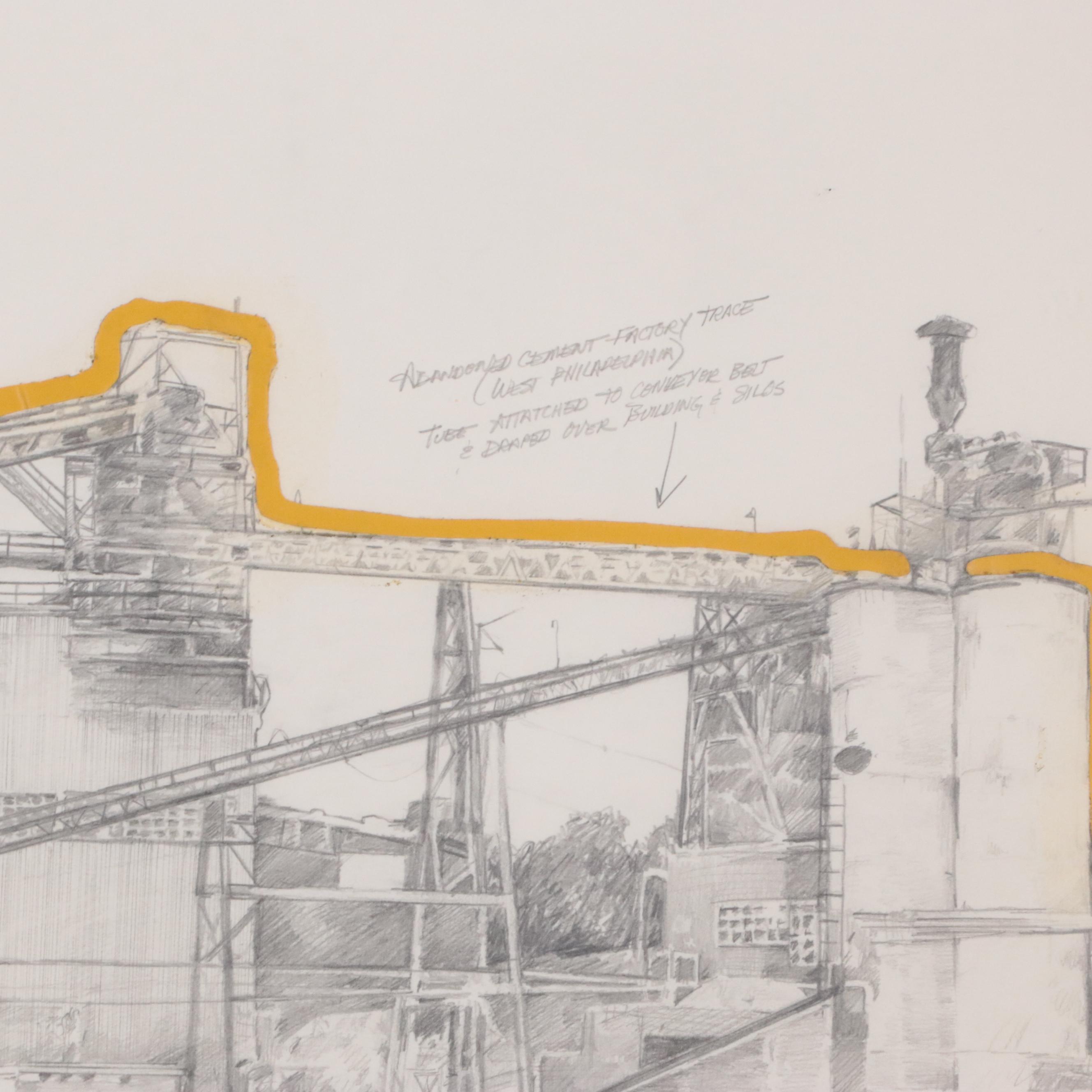 Suzanne Wheeling Graphite Drawing "Abandoned Structure Traces," 1978