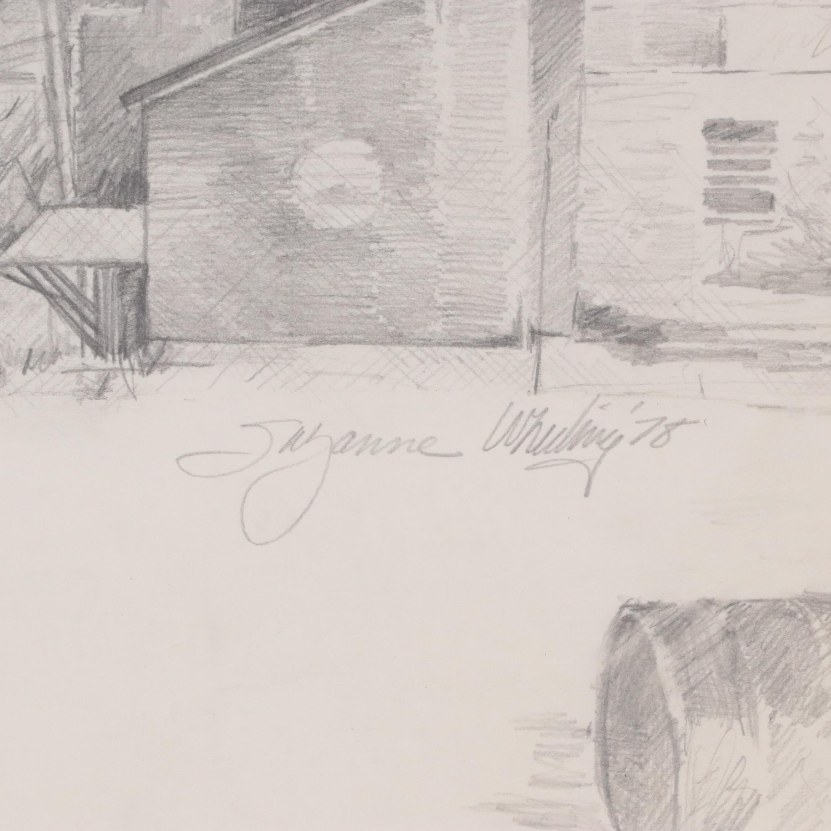 Suzanne Wheeling Graphite Drawing "Abandoned Structure Traces," 1978