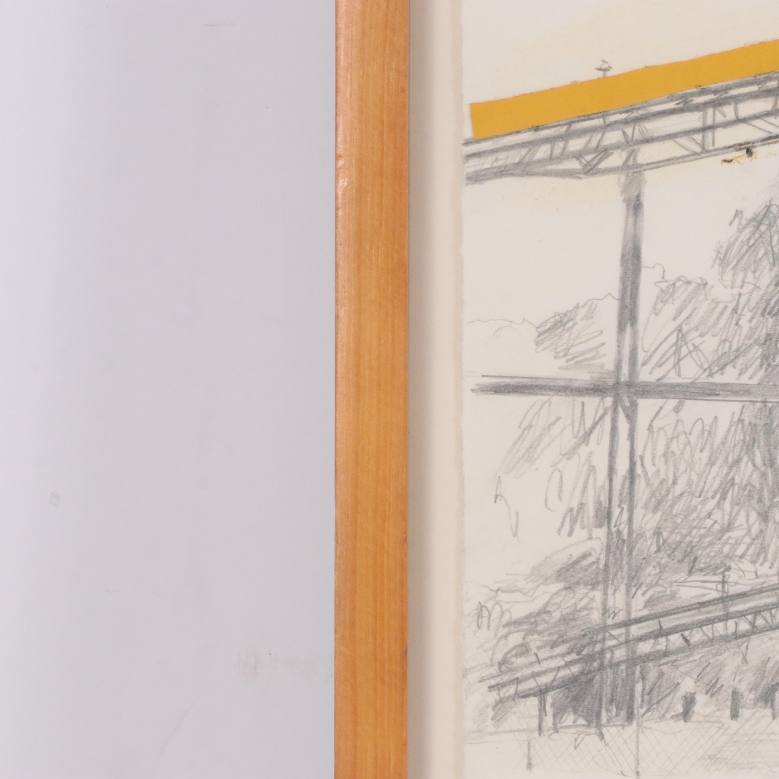 Suzanne Wheeling Graphite Drawing "Abandoned Structure Traces," 1978