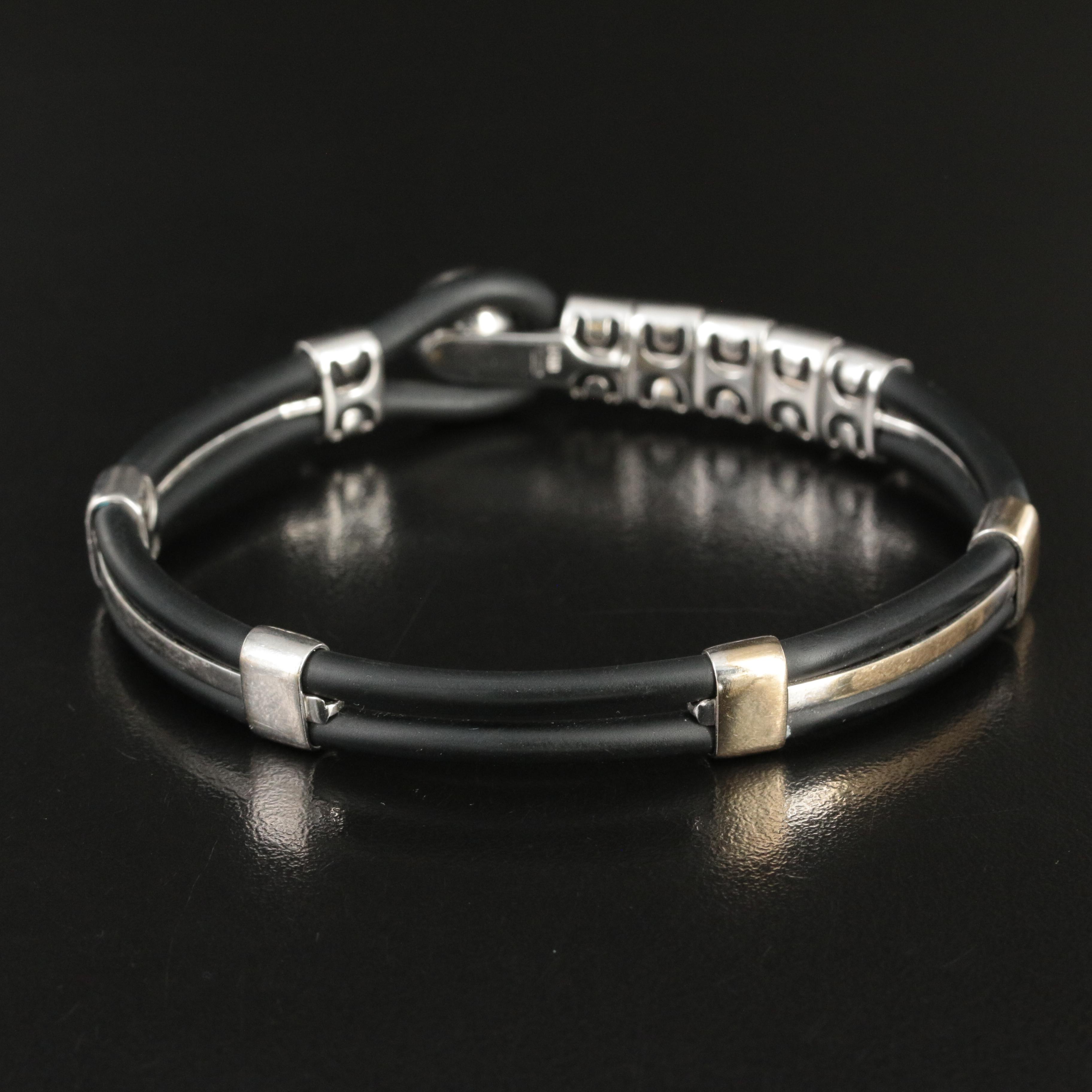 Sauro Italy 'Gomma' 18K, 0.24 CTW Diamond and Rubber Bracelet
