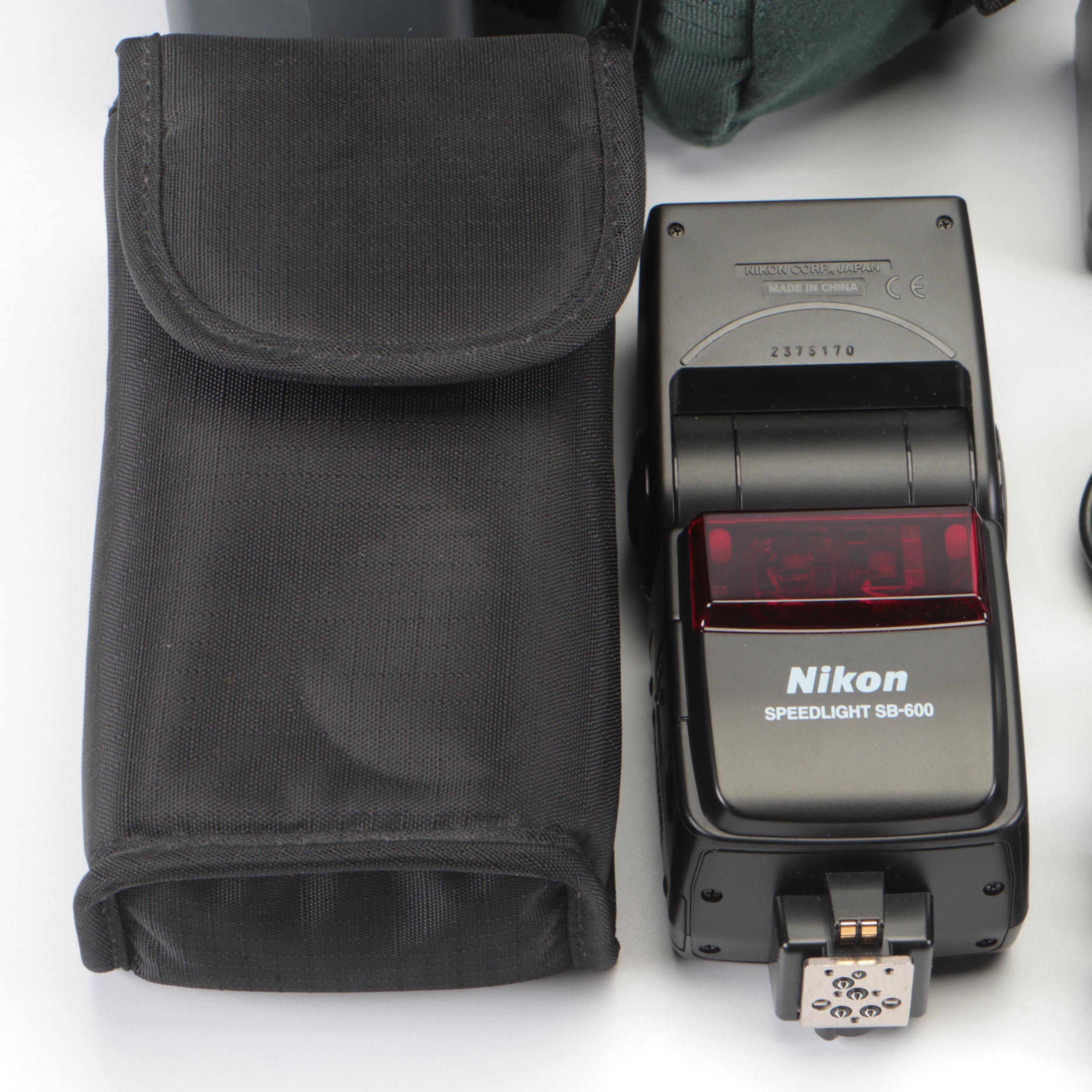 Nikon D70 Digital Camera With Speedlight, Lenses, Case and More Accessories