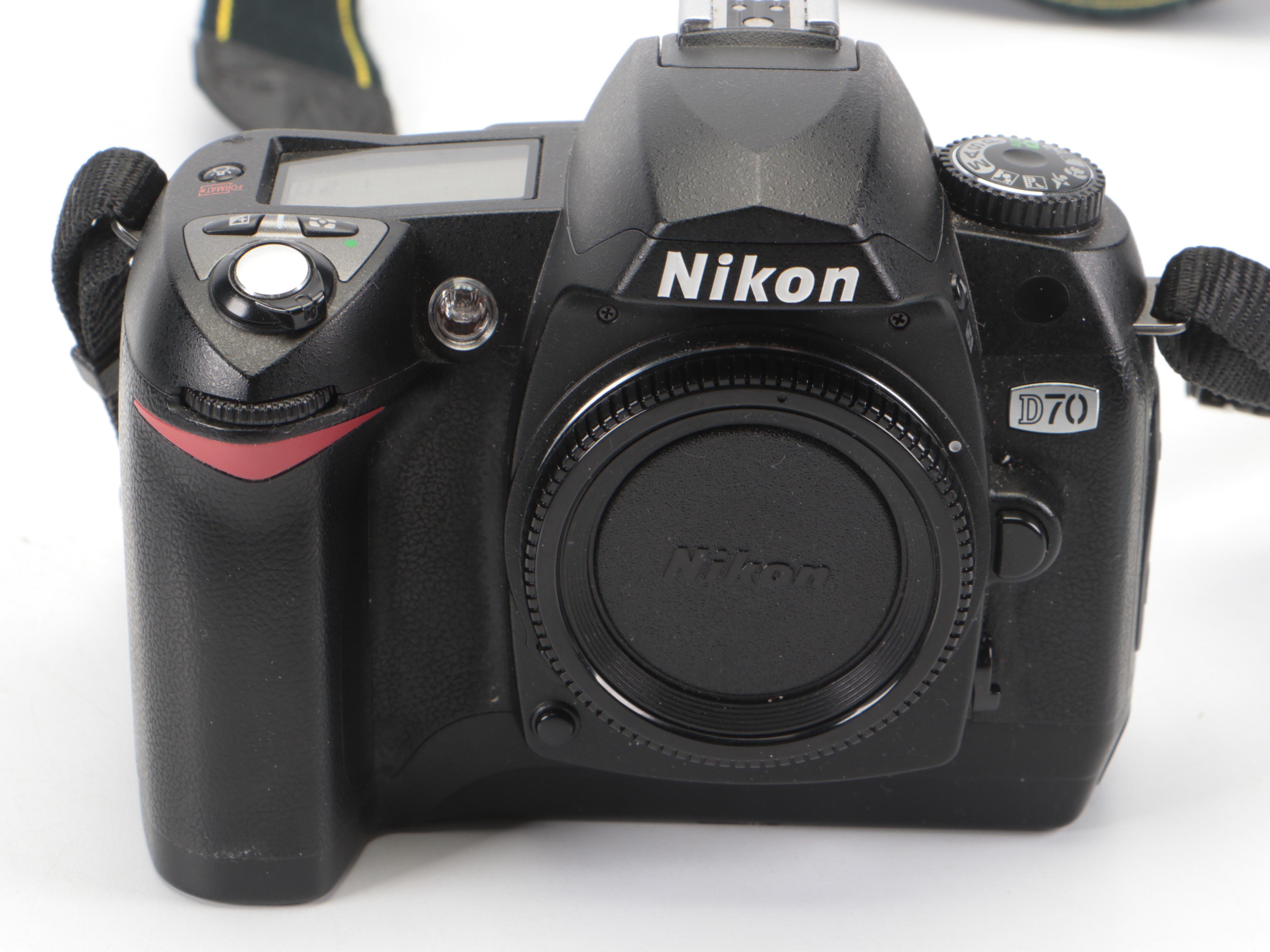 Nikon D70 Digital Camera With Speedlight, Lenses, Case and More Accessories