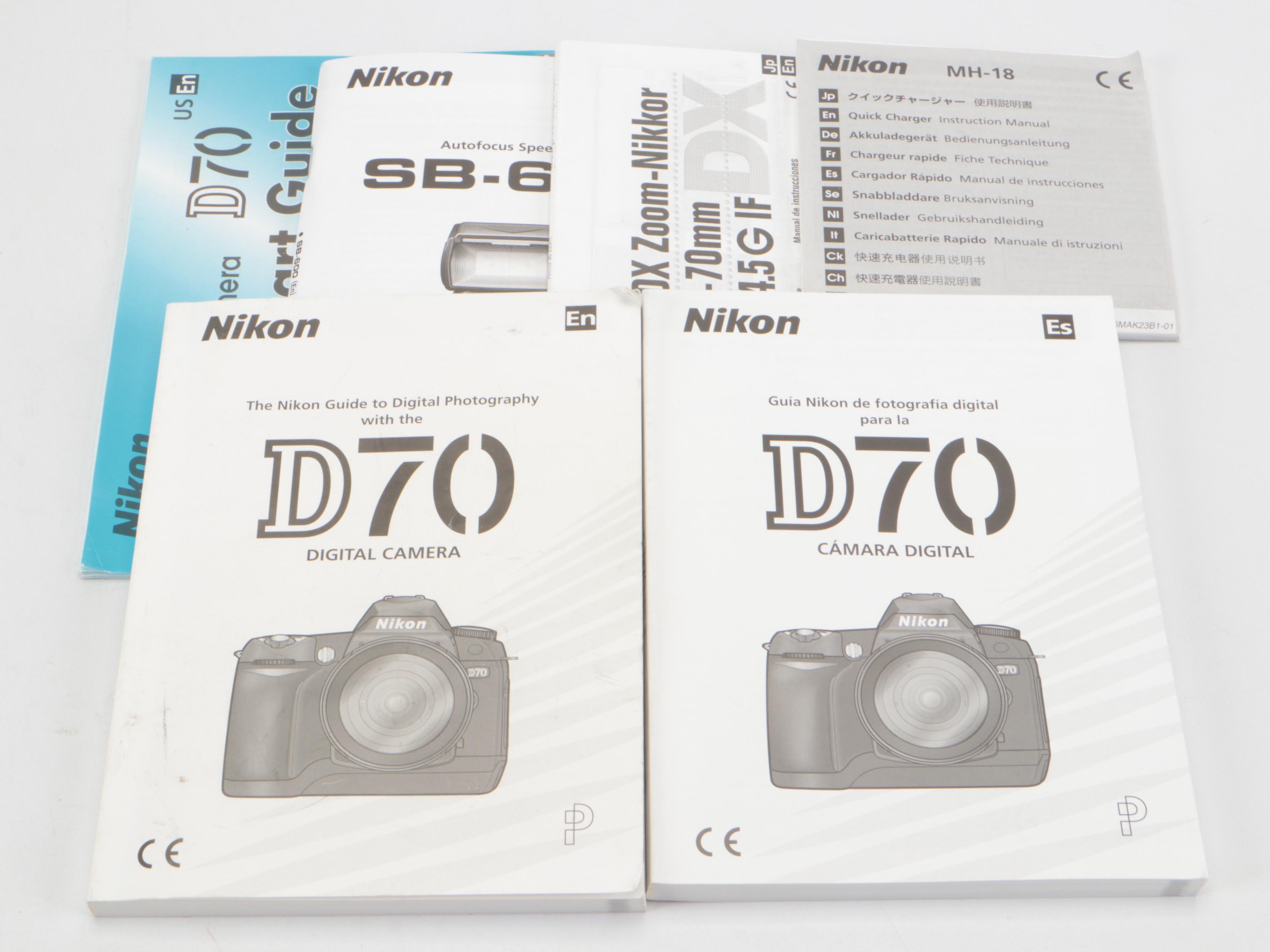 Nikon D70 Digital Camera With Speedlight, Lenses, Case and More Accessories