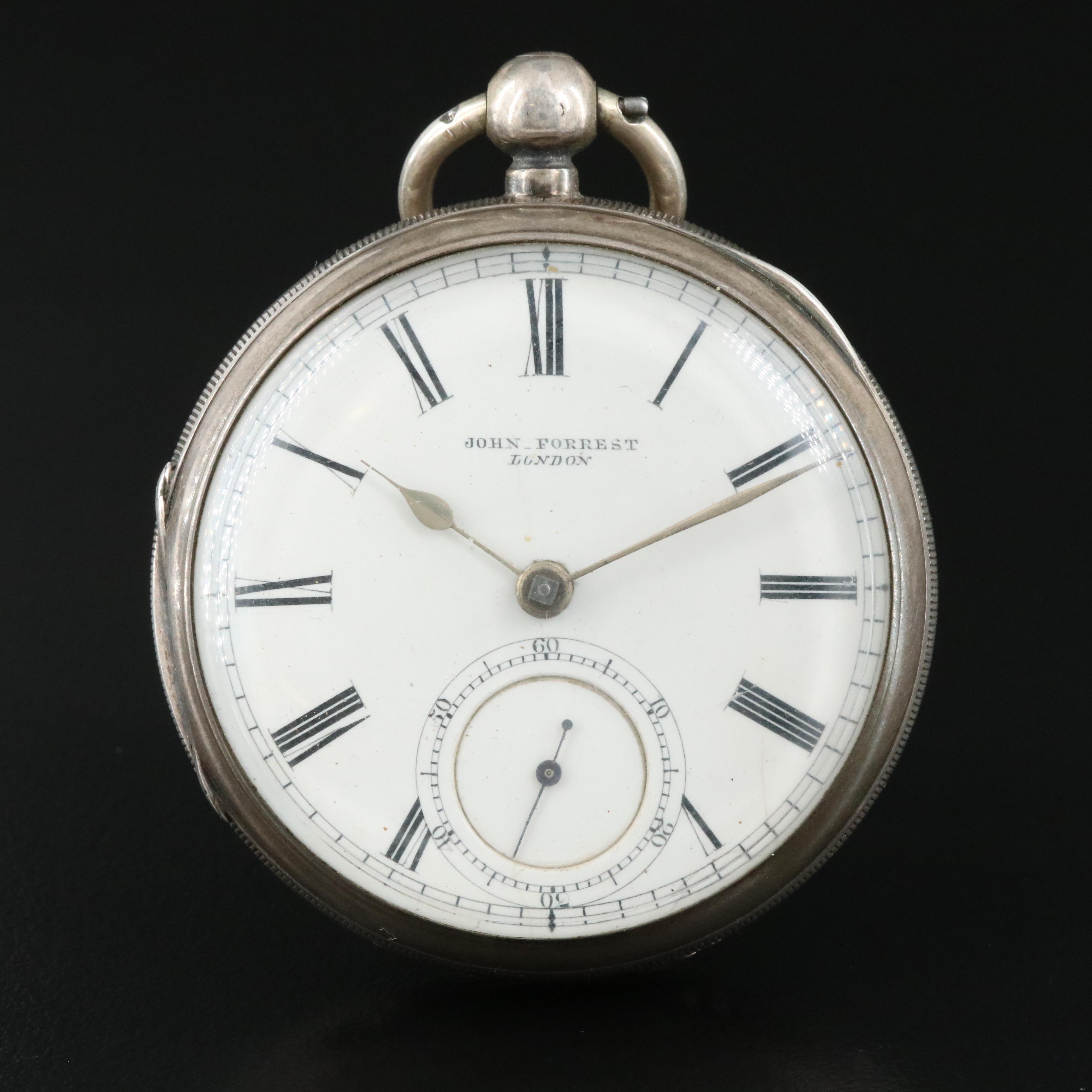Antique John Forrest, London Signed Movement in Sterling Pocket Watch Case
