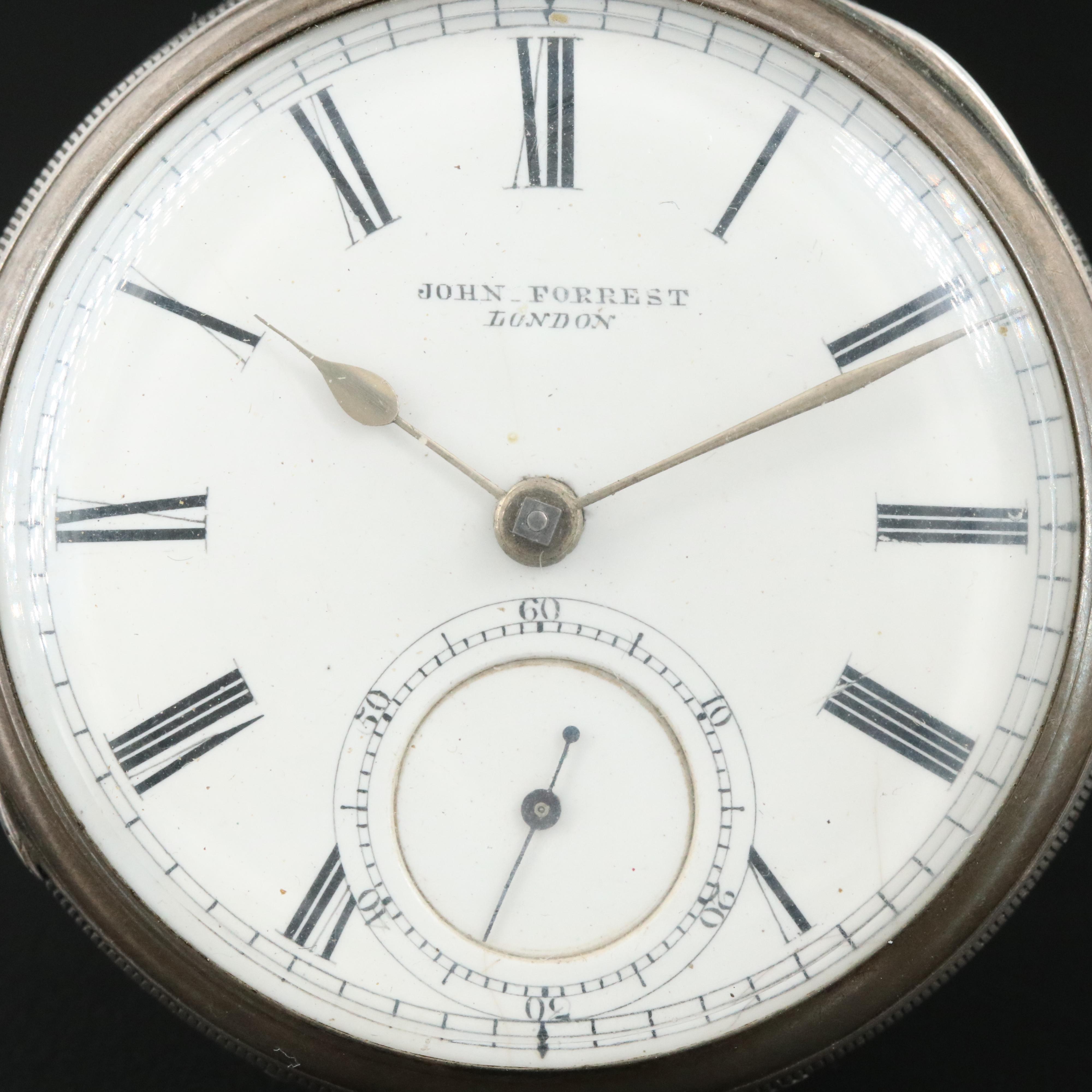 Antique John Forrest, London Signed Movement in Sterling Pocket Watch Case