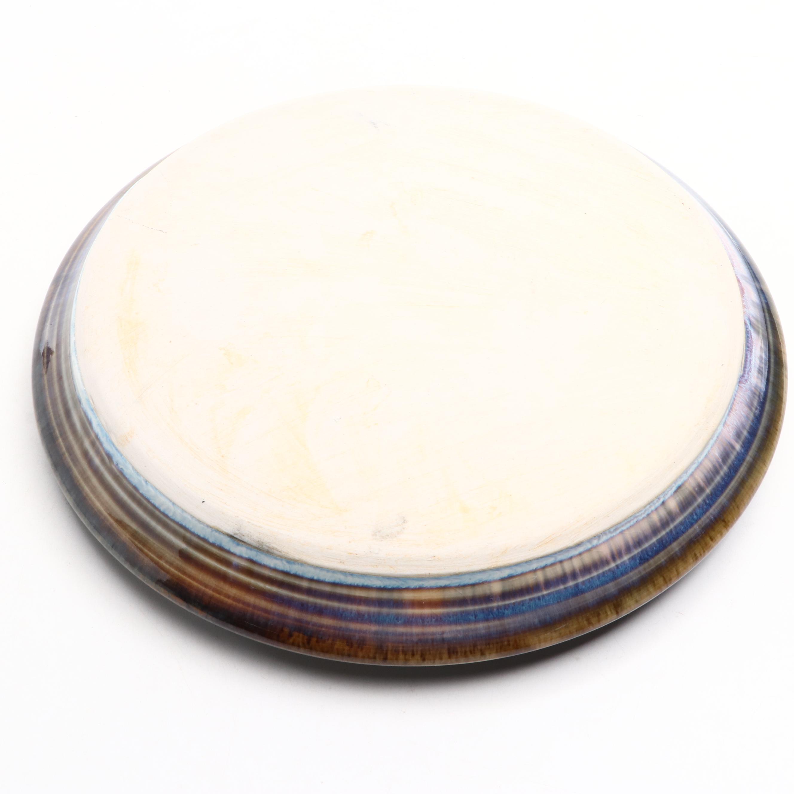 Artist Marked Woven Ceramic Art Pottery Baskets with Wheel Thrown Chip and Dip