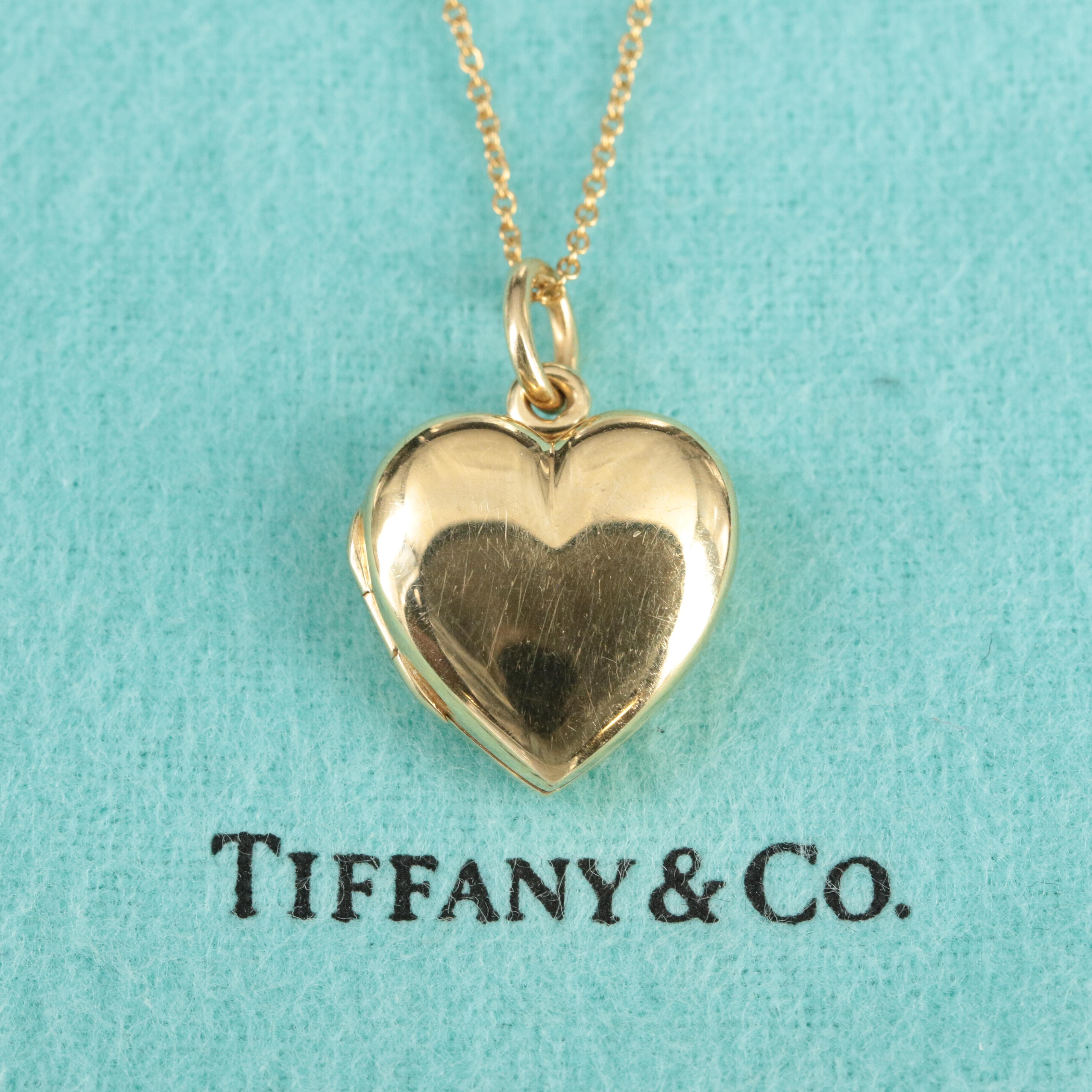 Tiffany & Co. 14K Heart Locket on 18K Chain