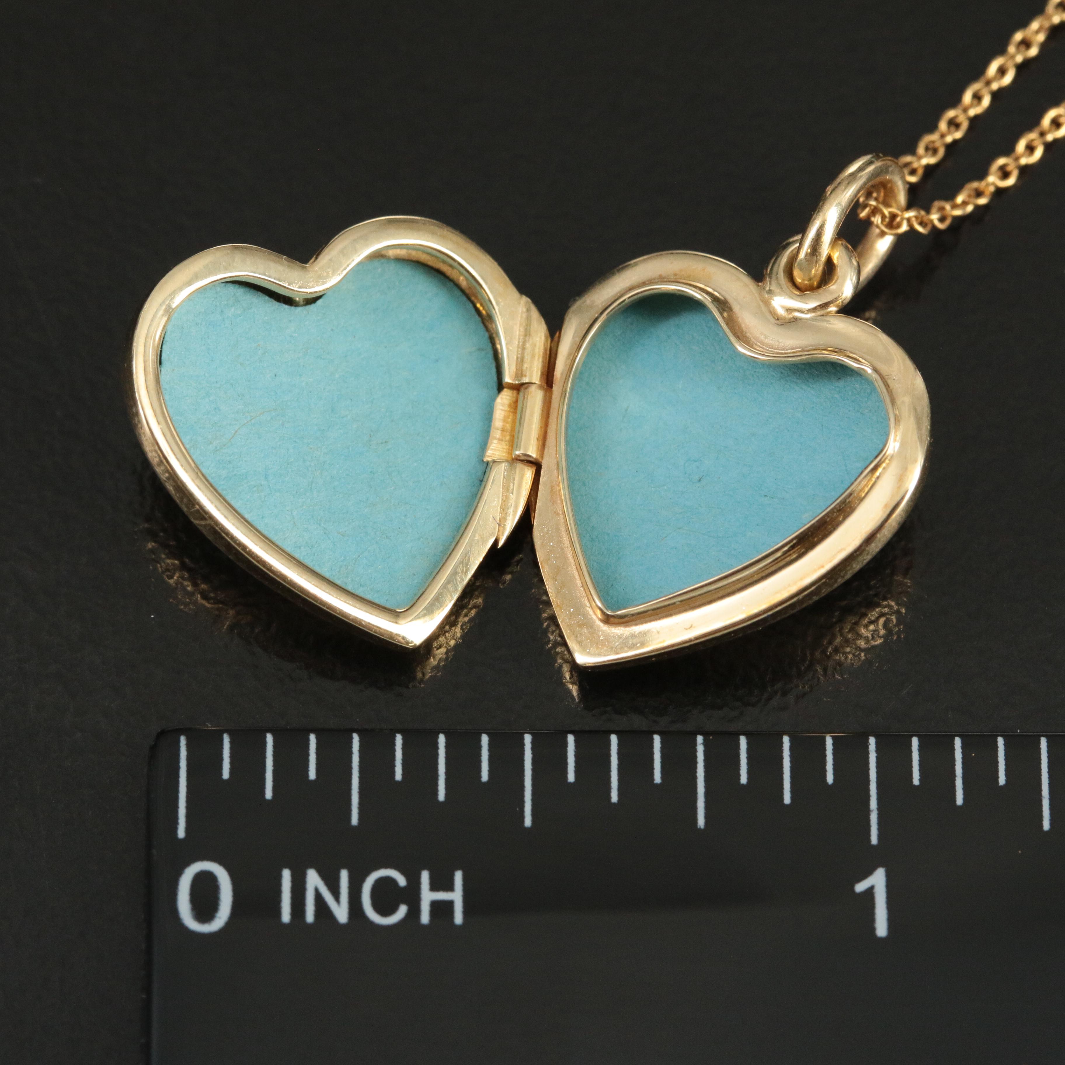 Tiffany & Co. 14K Heart Locket on 18K Chain
