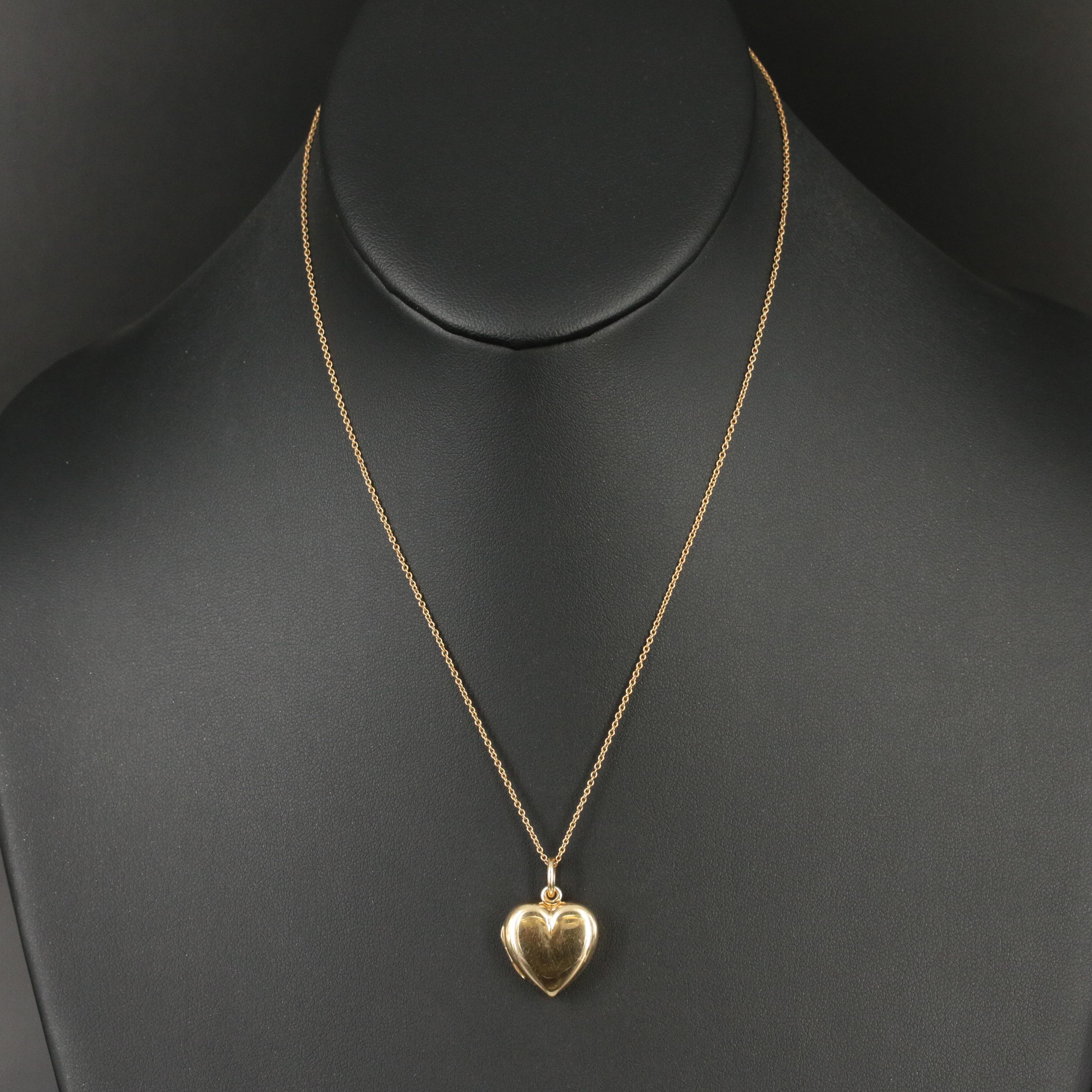 Tiffany & Co. 14K Heart Locket on 18K Chain