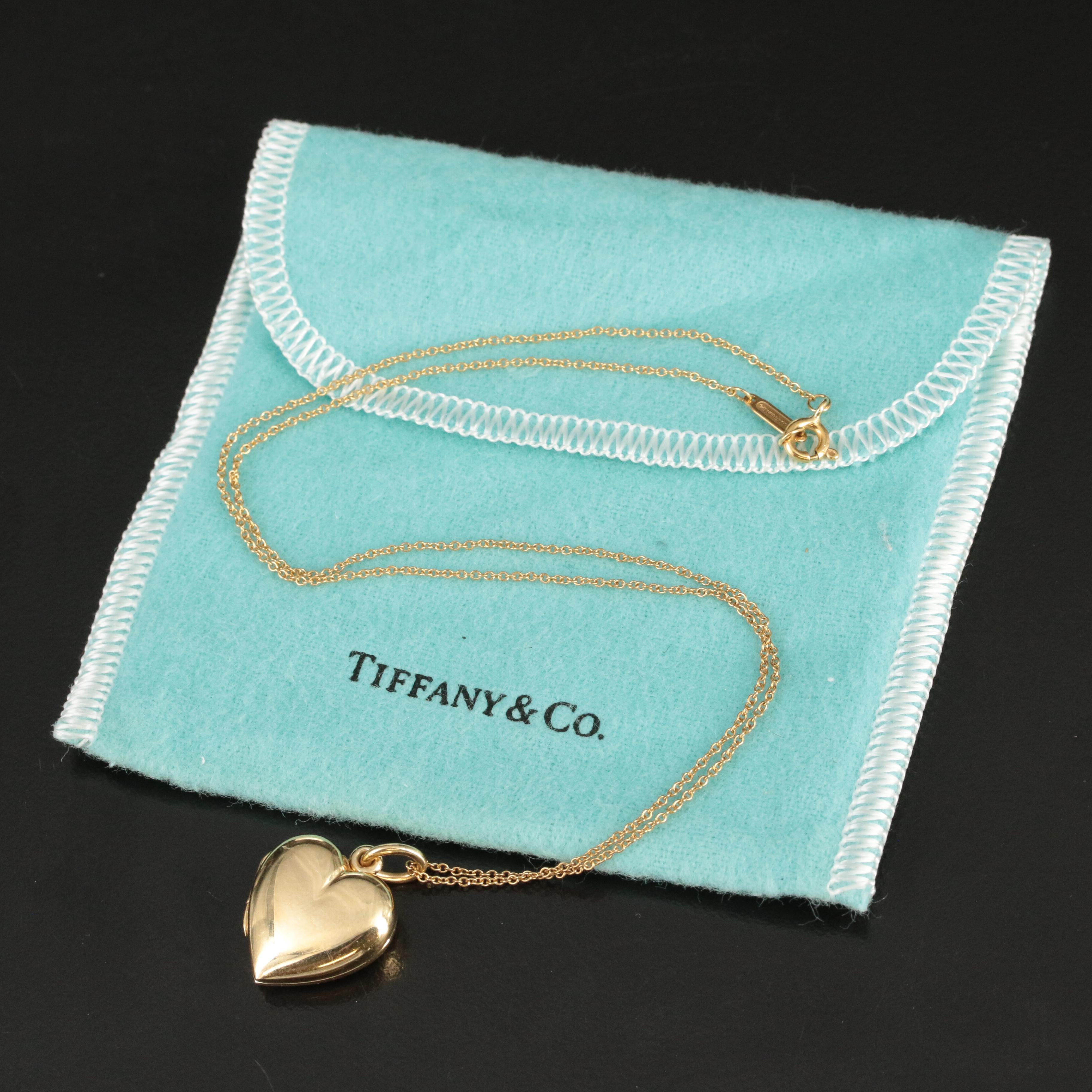 Tiffany & Co. 14K Heart Locket on 18K Chain