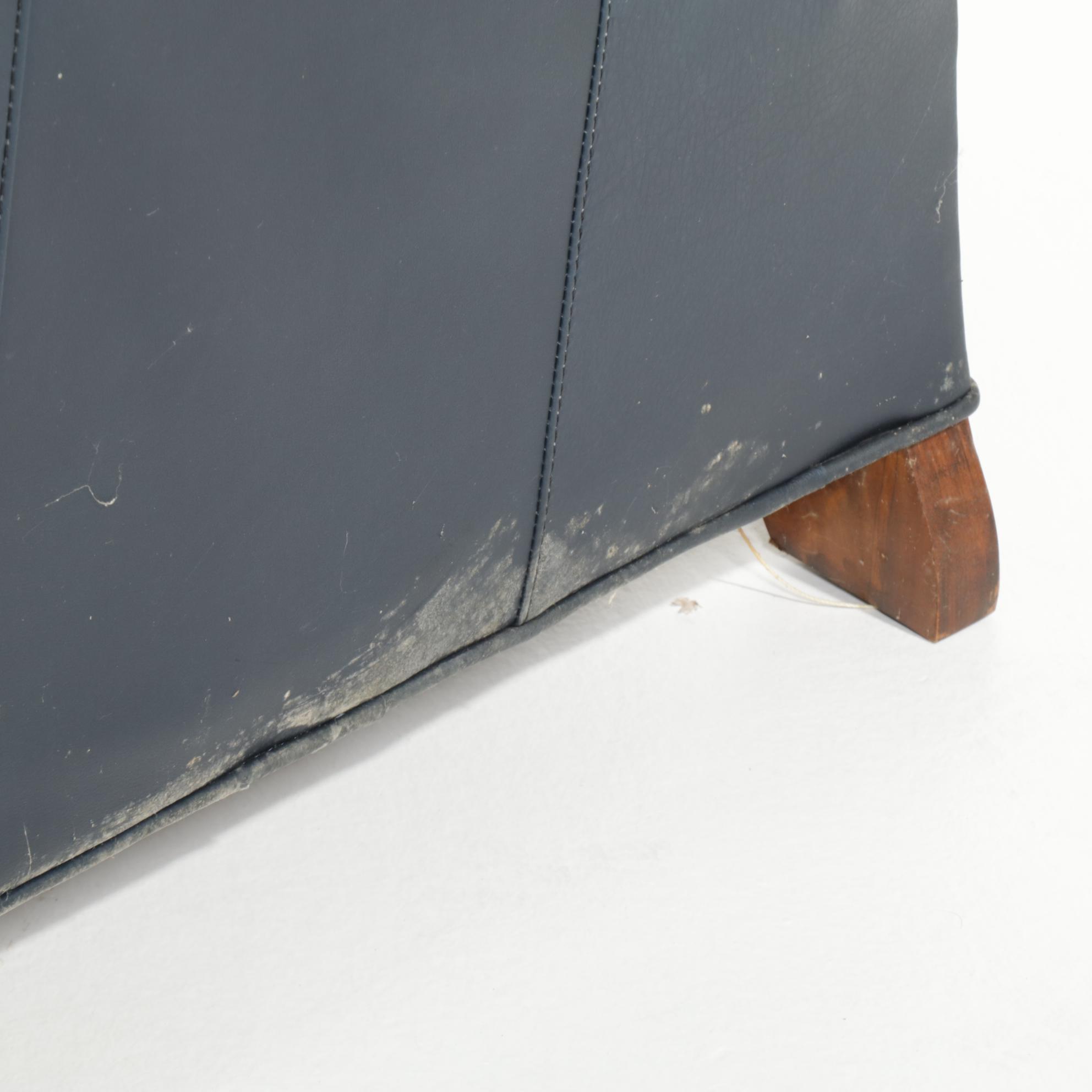 Pair of Button-Tufted and Brass-Tacked Faux Leather Recliners