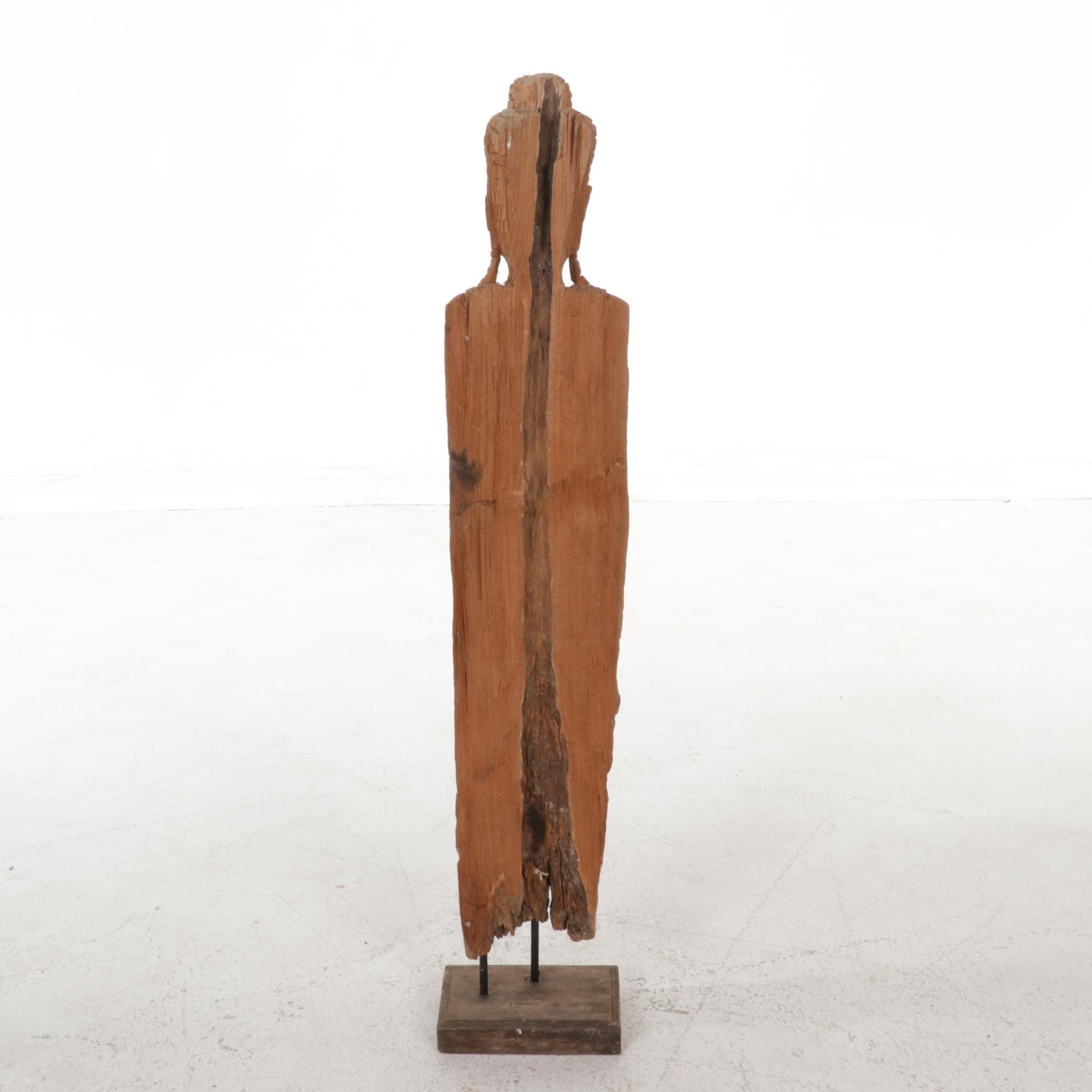 Thai Style Carved Wooden Standing Buddha Statue