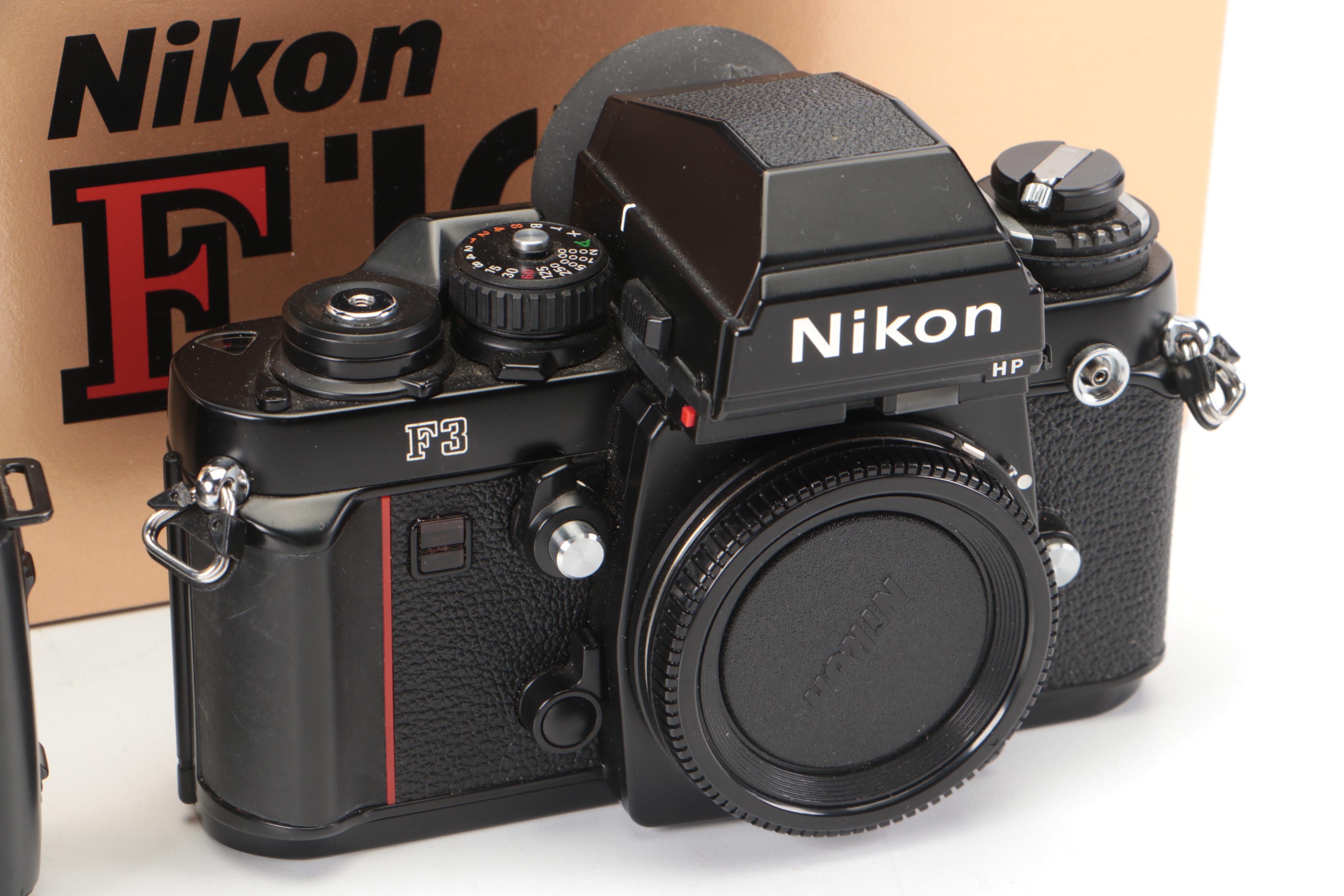 Nikon F100, AF N8008, FM2, F3 Cameras With Lenses, Lens Hood, Manuals