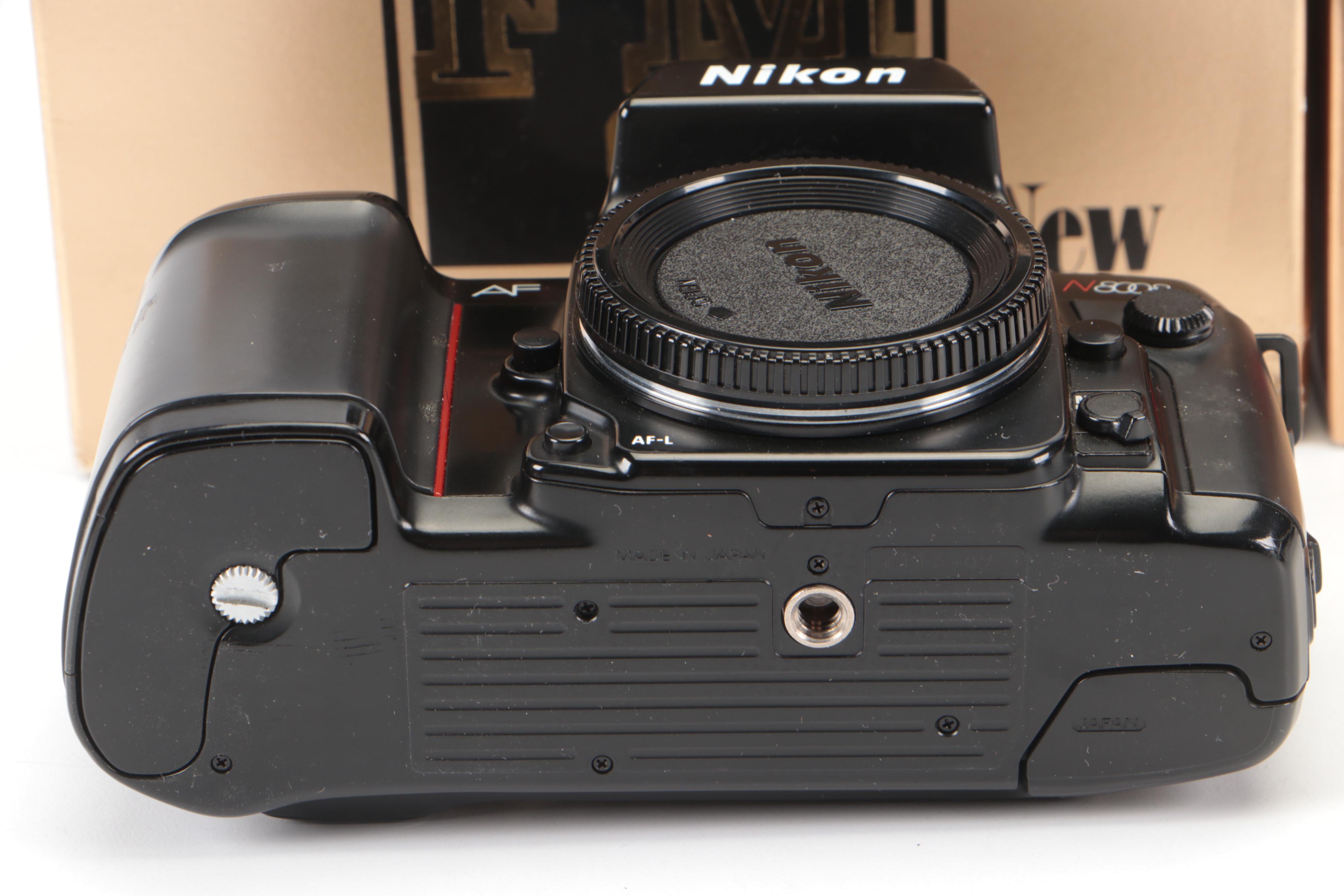 Nikon F100, AF N8008, FM2, F3 Cameras With Lenses, Lens Hood, Manuals