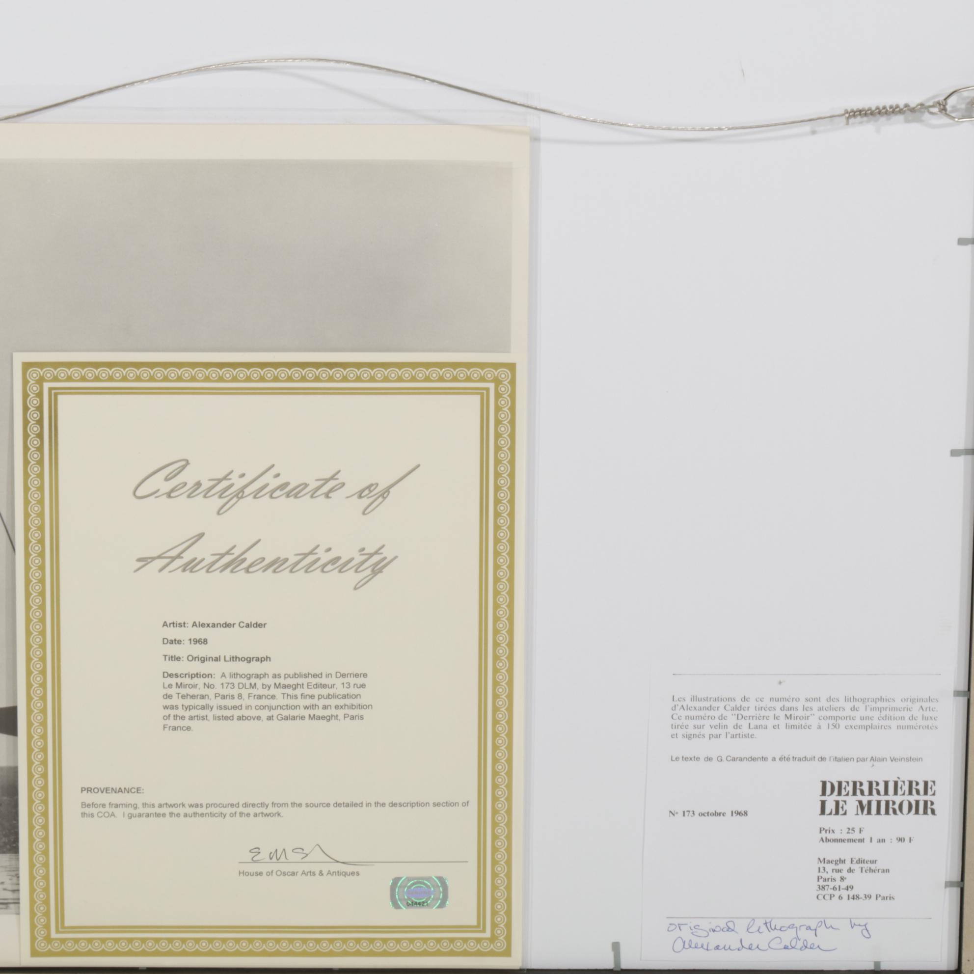 Alexander Calder Double-Page Color Lithograph for "Derrière le Miroir," 1968