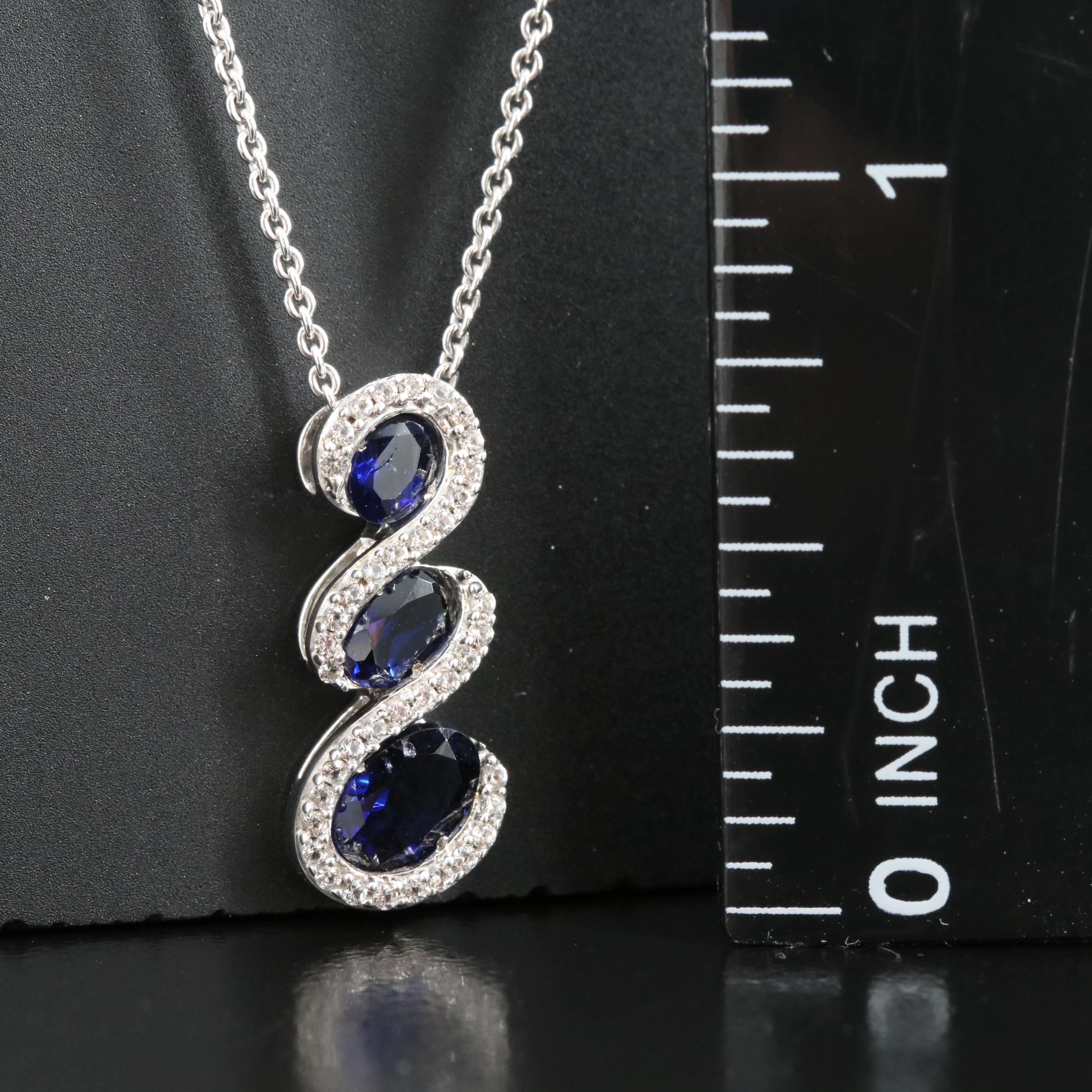 Sterling Black and White Sapphire Necklace