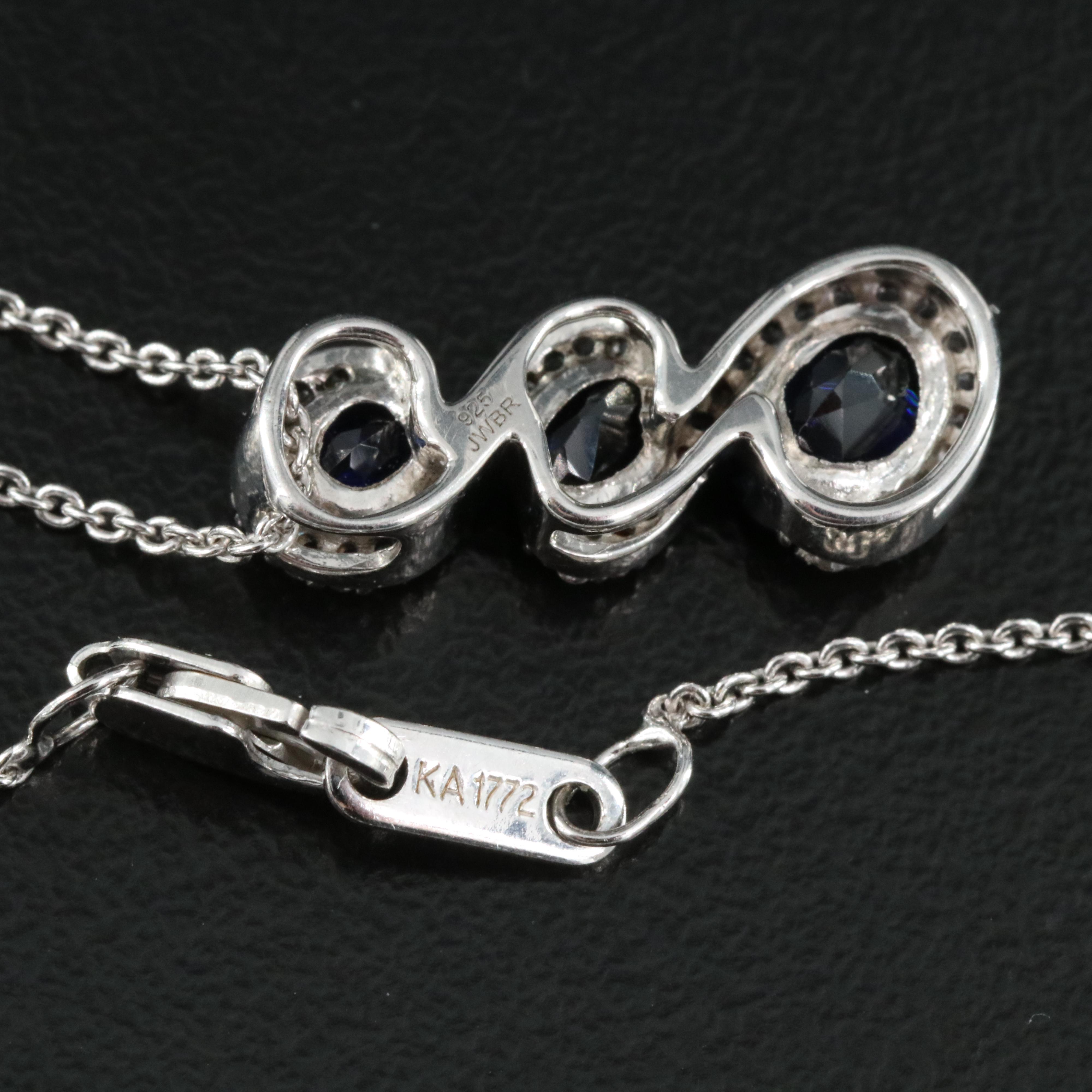 Sterling Black and White Sapphire Necklace