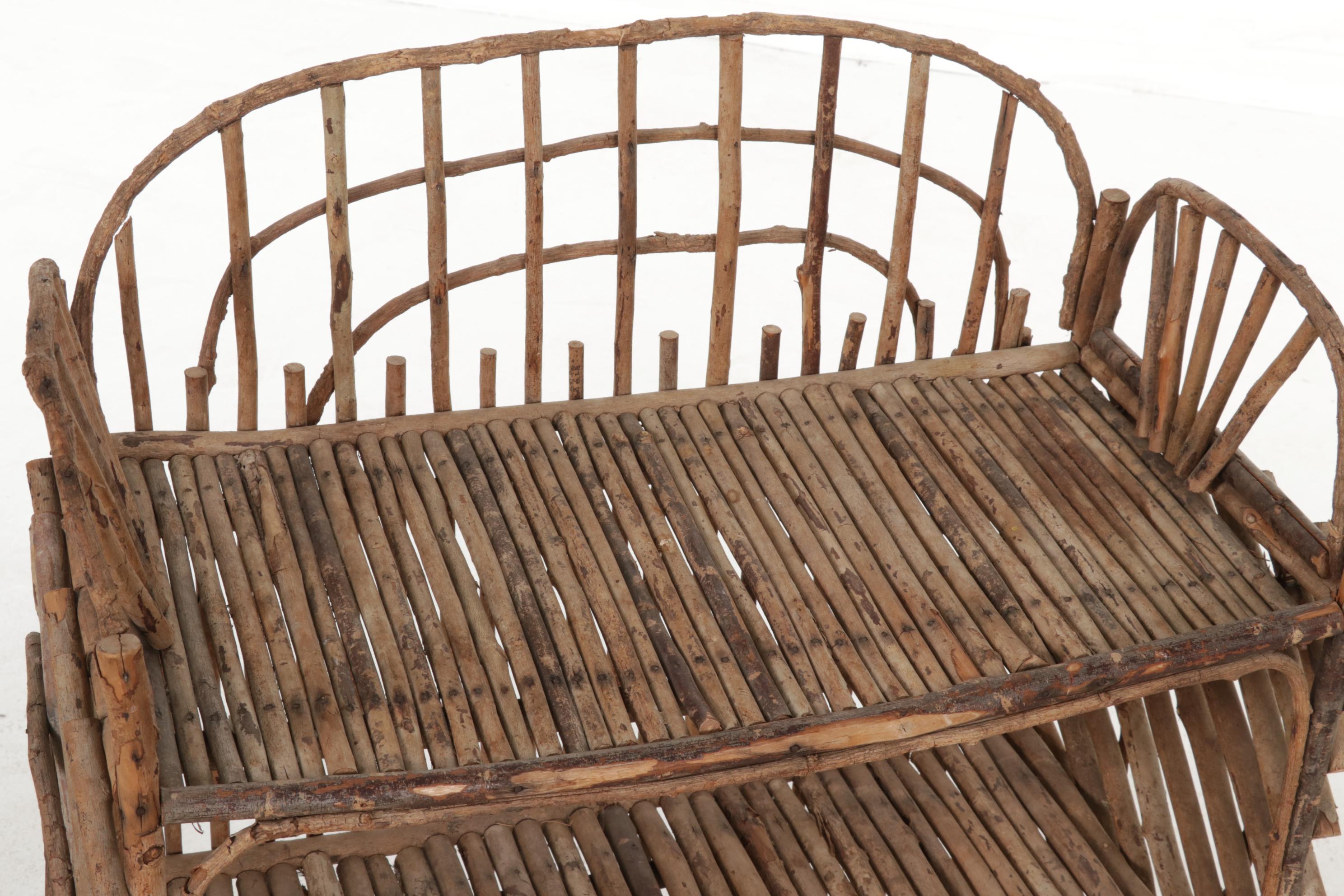 Adirondack Style Bent Twig Three-Tiered Bookcase, Early 20th Century