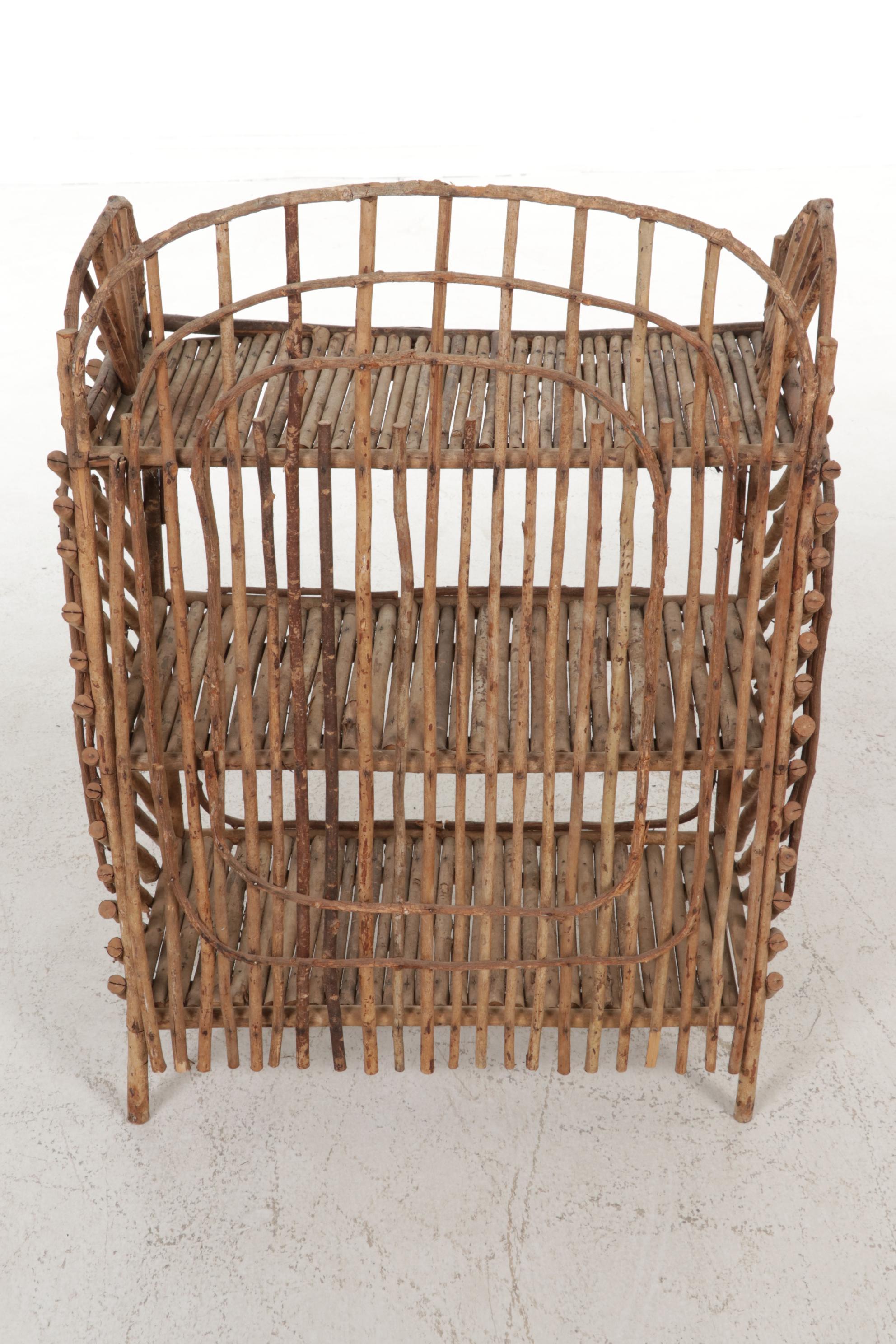 Adirondack Style Bent Twig Three-Tiered Bookcase, Early 20th Century