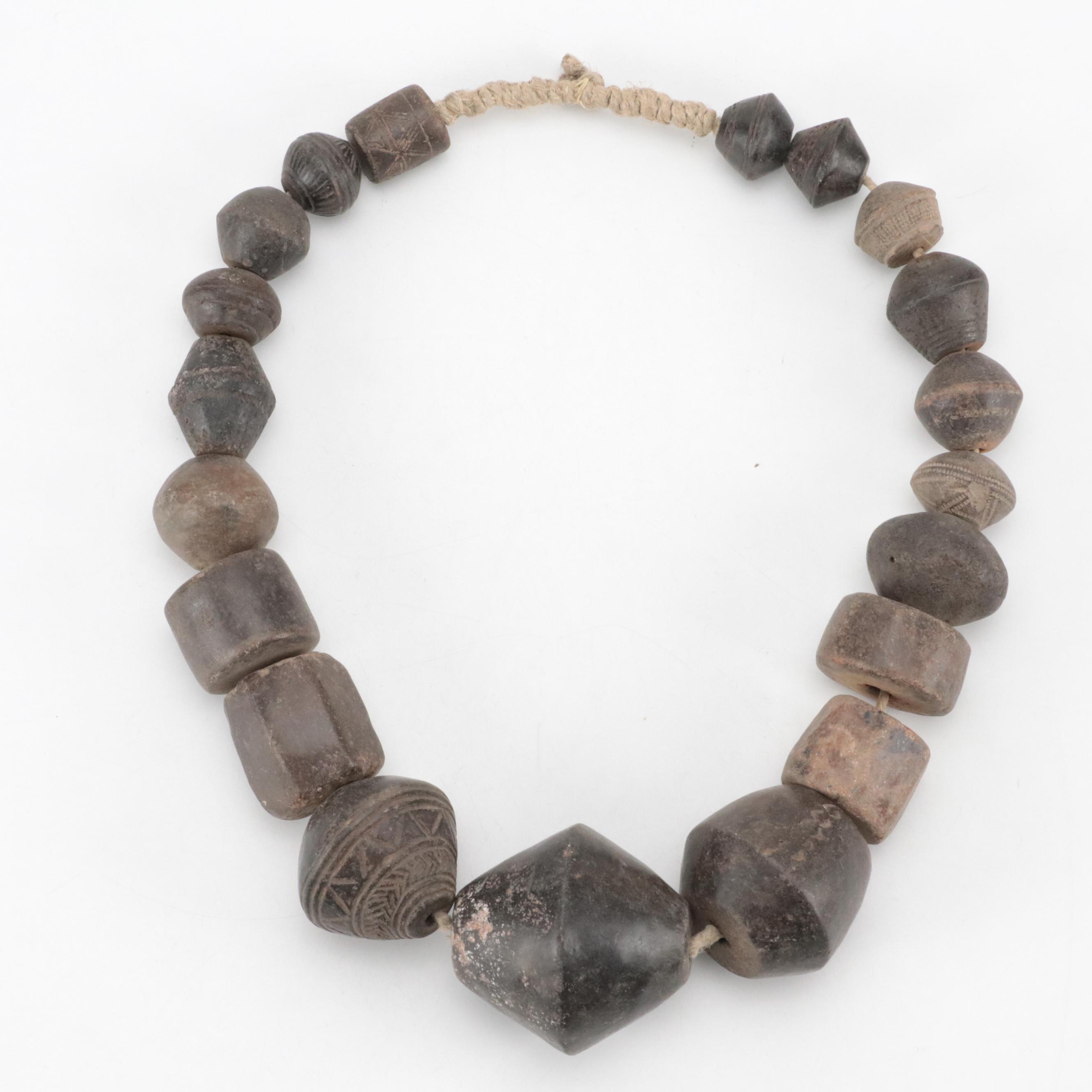 Antique Nigerian Large Clay Spindle Whorl Beads