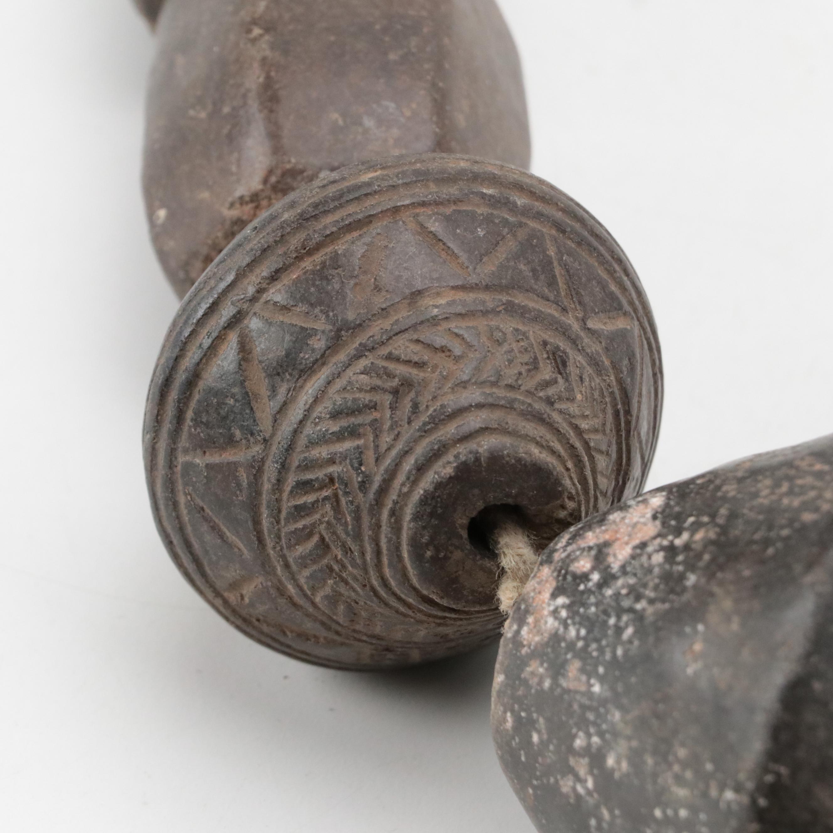 Antique Nigerian Large Clay Spindle Whorl Beads
