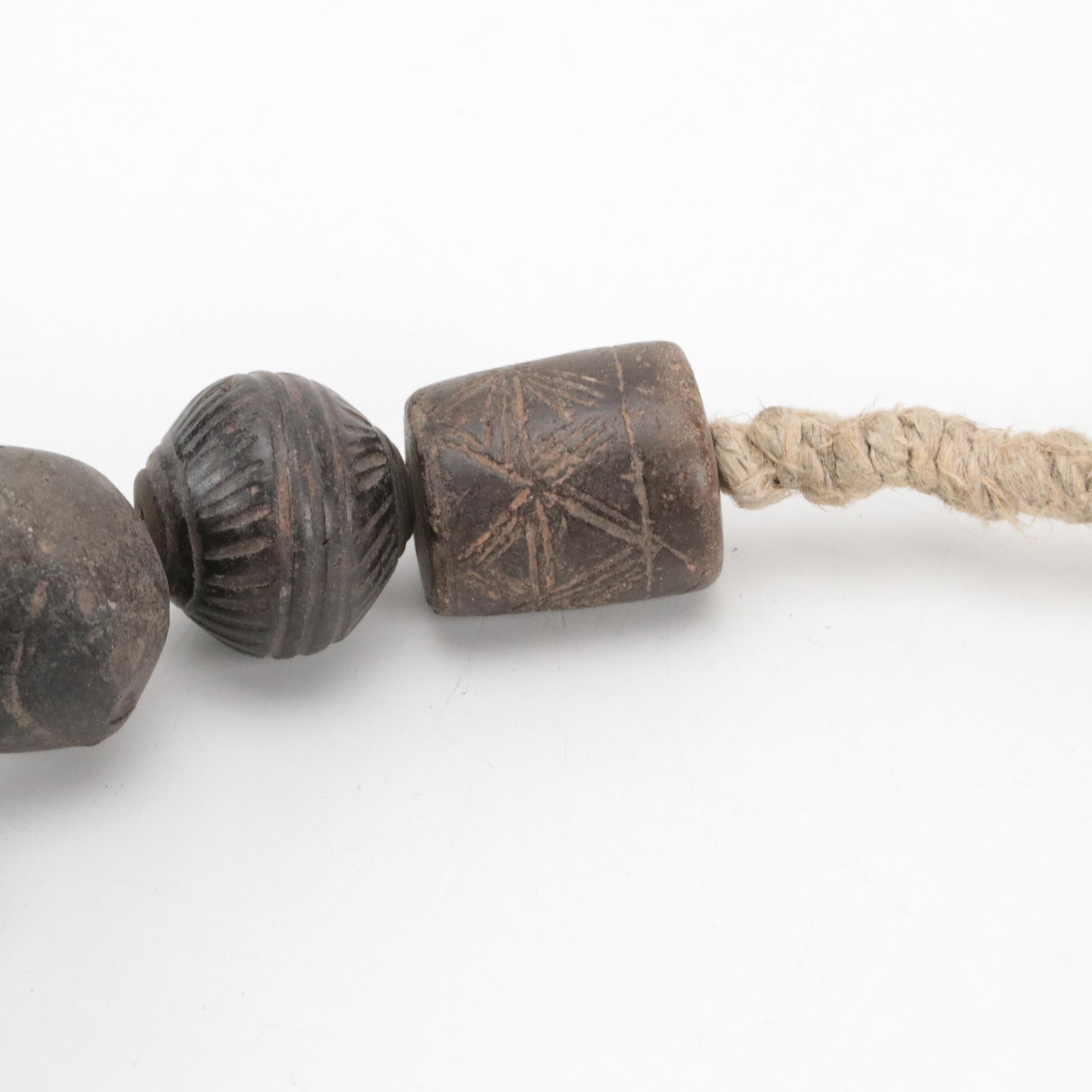 Antique Nigerian Large Clay Spindle Whorl Beads